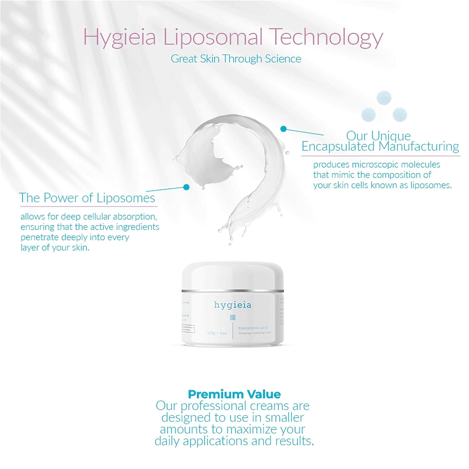 Hygieia + Encapsulated Hyaluronic Acid Face Moisturizer – Hydrating Liposomal Face Cream for Women & Men – Fast & Deep Cellular Absorption for Daily Skin Hydration, Firming, Toning & Elasticity, 4oz
