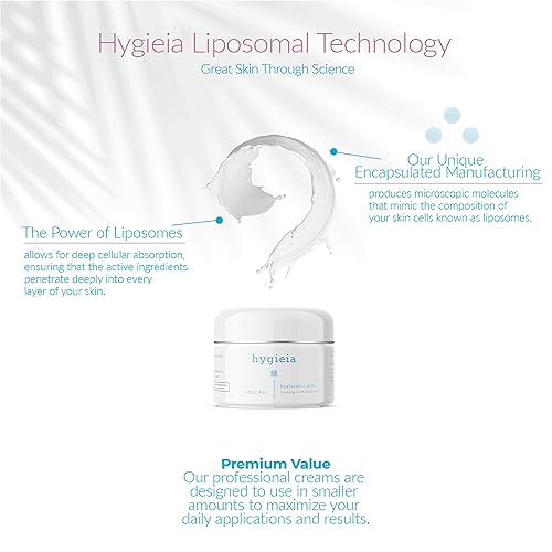 Miniatura 4 de Hygieia + Hidratante facial con ácido hialurónico encapsulado, crema facial liposomal hidratante para mujeres y hombres, absorción celular rápida y