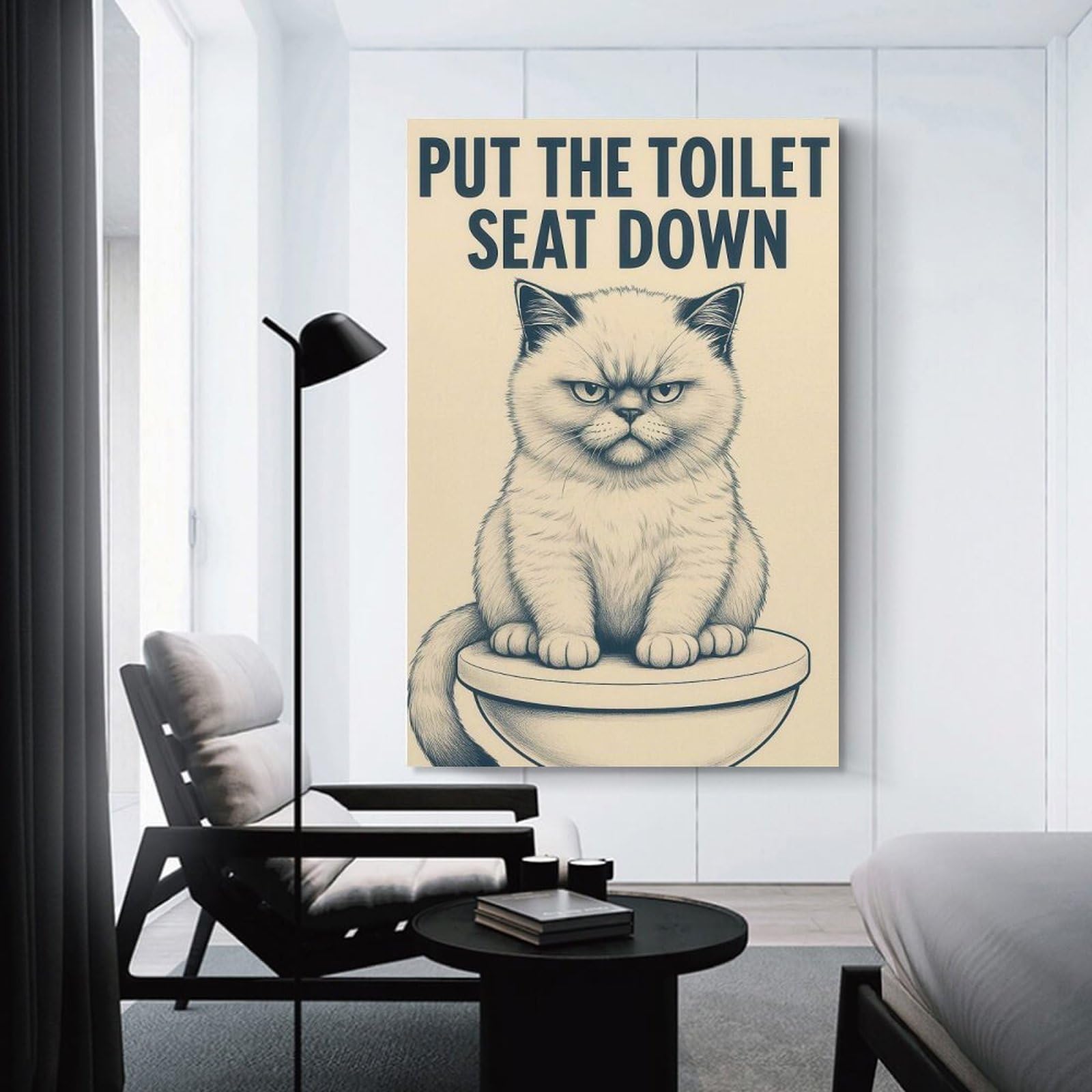 Junmoney Put The Toilet Seat Down Home Decor Wall Art 24x36inch(60x90cm), for Office, Study Or Home Workspace, Home Office Artwork with Decorative Appeal
