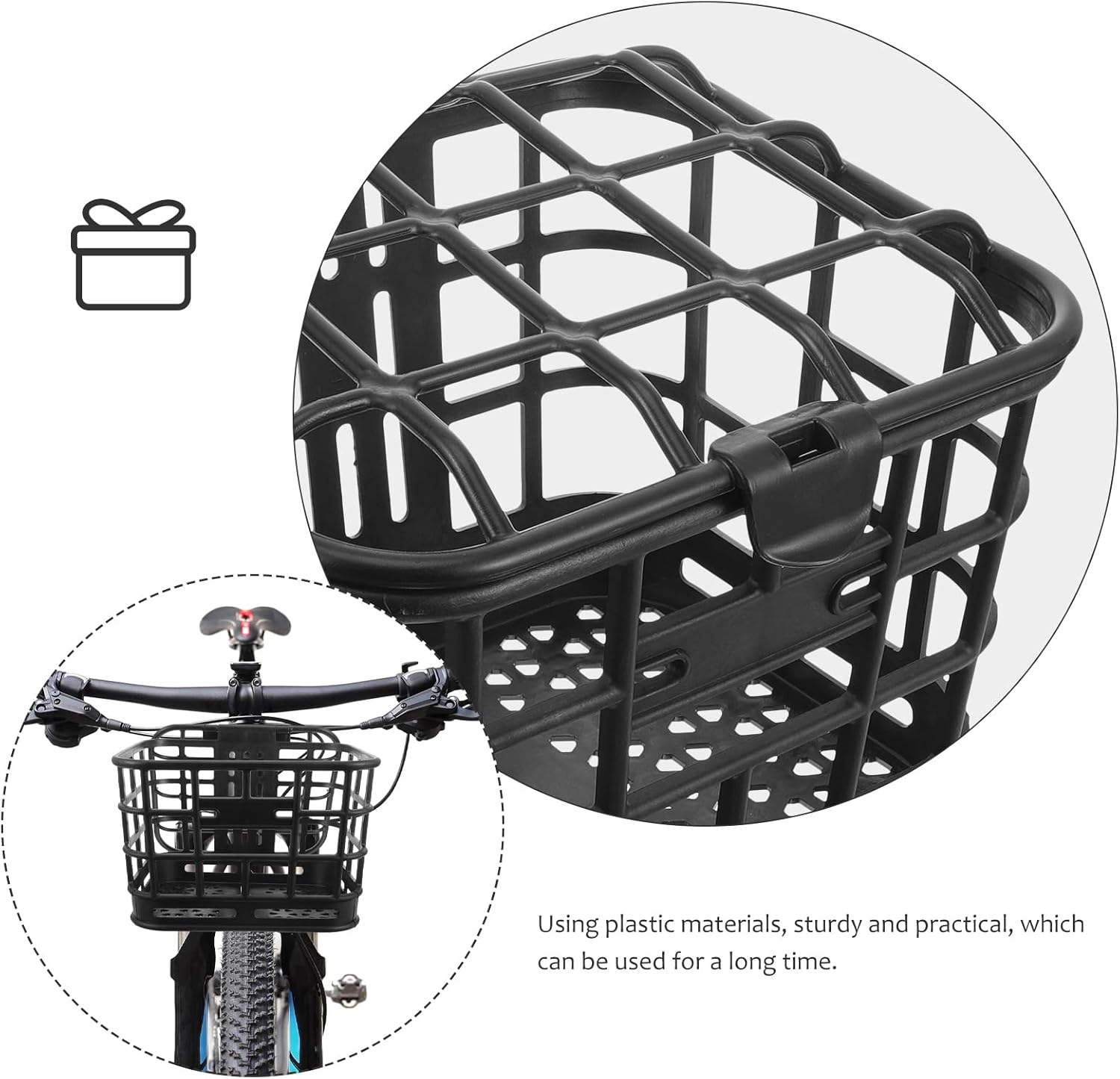 Durable Plastic Front Bike Basket for Adults Capacity Handlebar Storage for Vegetables and Shopping Bags Easy to Install Cycling Accessory