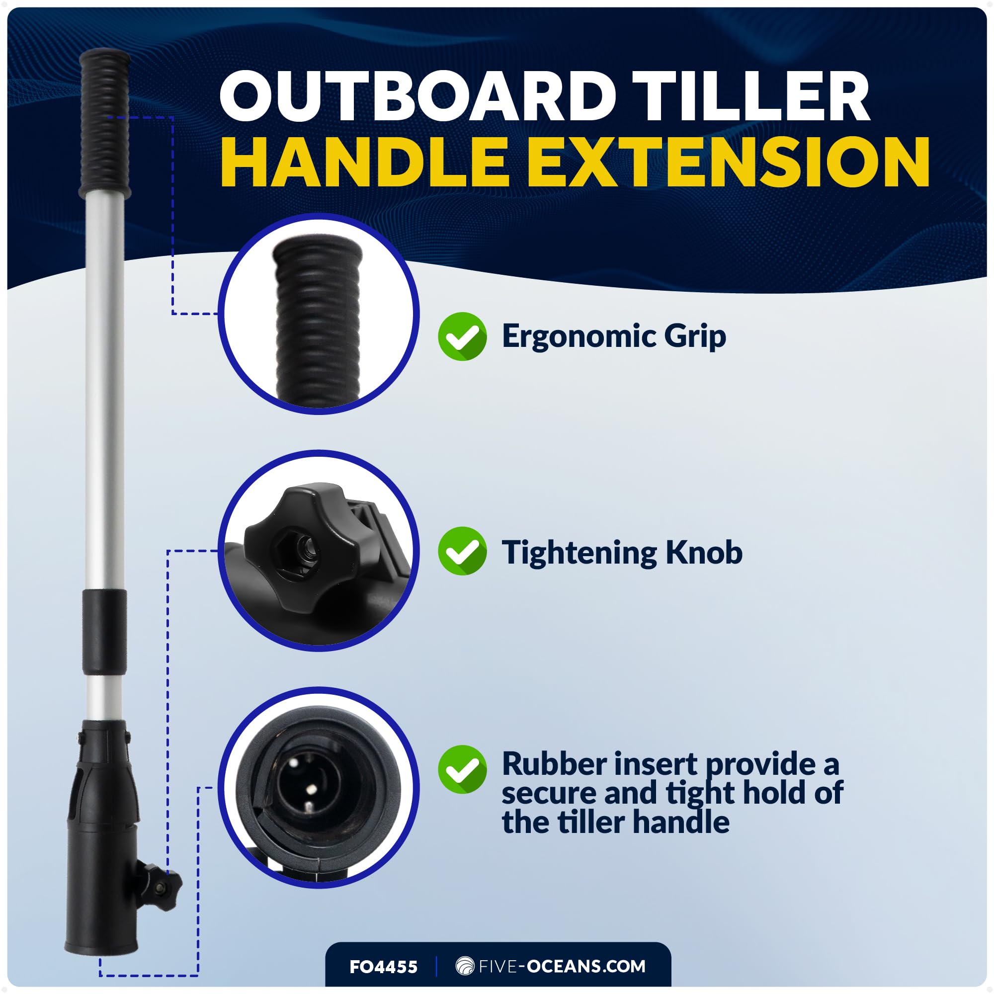 Professional Telescopic Outboard Tiller Extension Handle - Aluminum Alloy, Adjustable 55-94 Inches, Comfort Grip