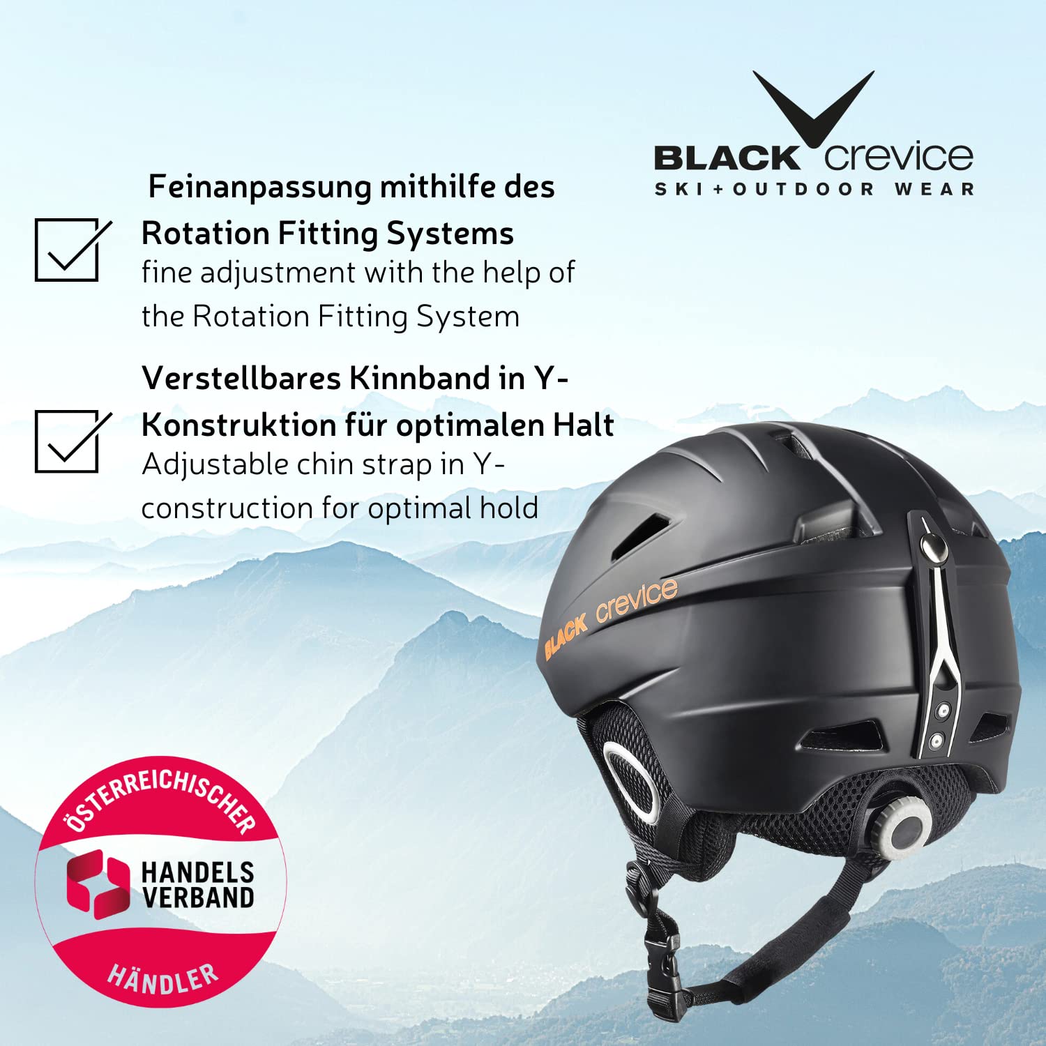 Black Crevice Kask Narciarski Kitzbühel - Sportowy Design dla Mężczyzn i Kobiet, z Poliwęglanu, Oddychający, Regulowany Rozmiar