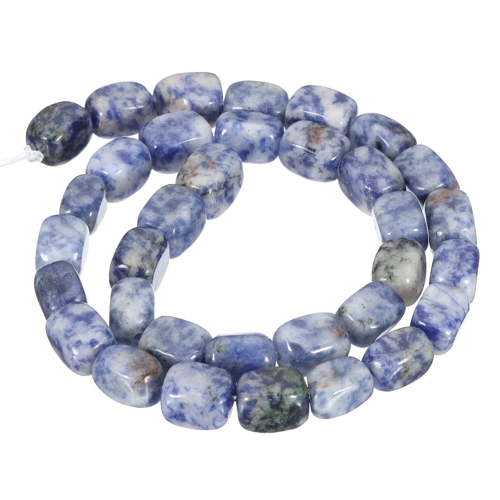 PATIKIL 12x8mm Natural Stone Blue White Crystal Agate Beads for Jewelry Making 1 Strand 15"/38cm Cuboid Loose Spacer Beads