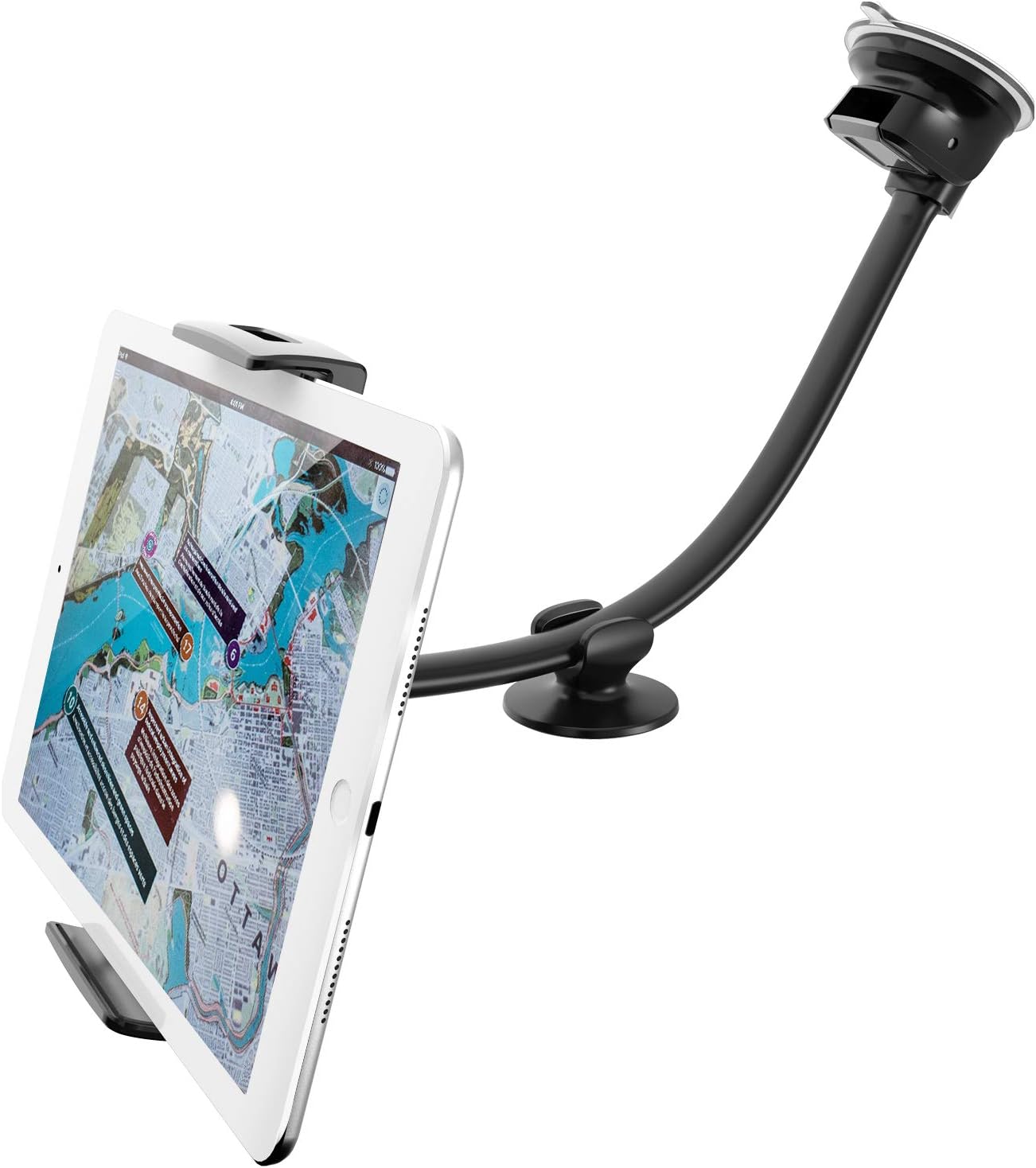 APPS2Car 13 inches Car Tablet Suction Windshield Mount Flexible Long Arm Goose-neck Compatible with 7-11 inch iPad & Tablet Long Reach Car Tablet Holder Windscreen