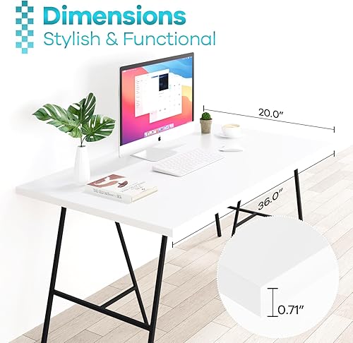 Miniatura 149 de Kaboon Mesa universal de 45.67 x 23.62 pulgadas, escritorio sólido de una pieza, encimera de melamina reversible, escritorios dobles, escritorio en