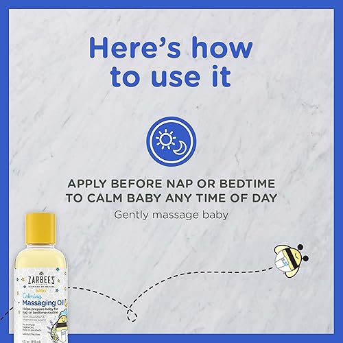 Miniatura 4 de Zarbee's Aceite de masaje para bebés, calmante y calmante con lavanda y manzanilla para ayudar a dormir, botella de 4 onzas