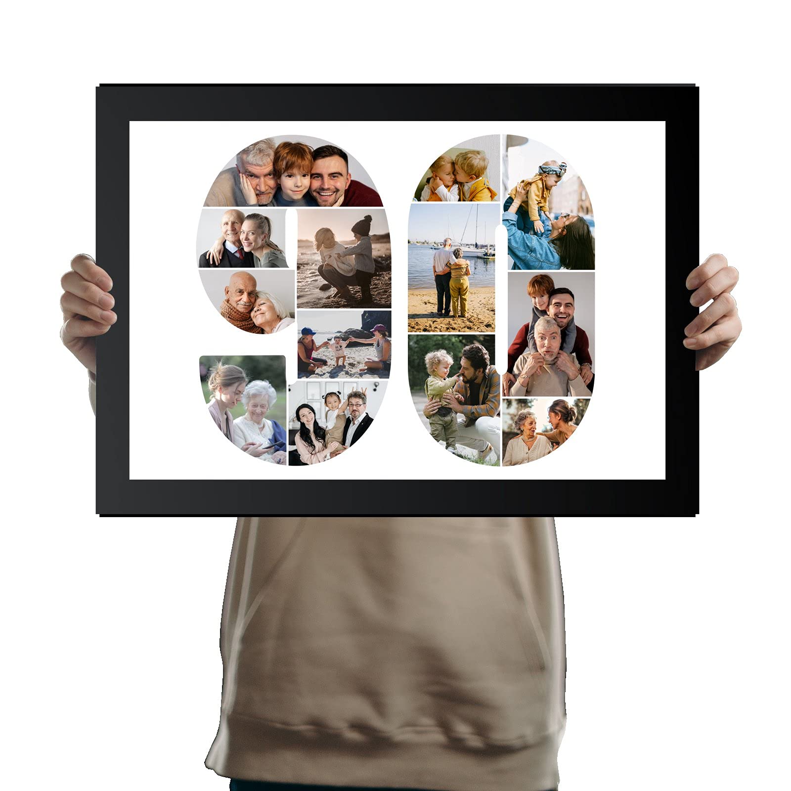 You Personalise Black 90Th Birthday Personalised Photo Collage Framed A3