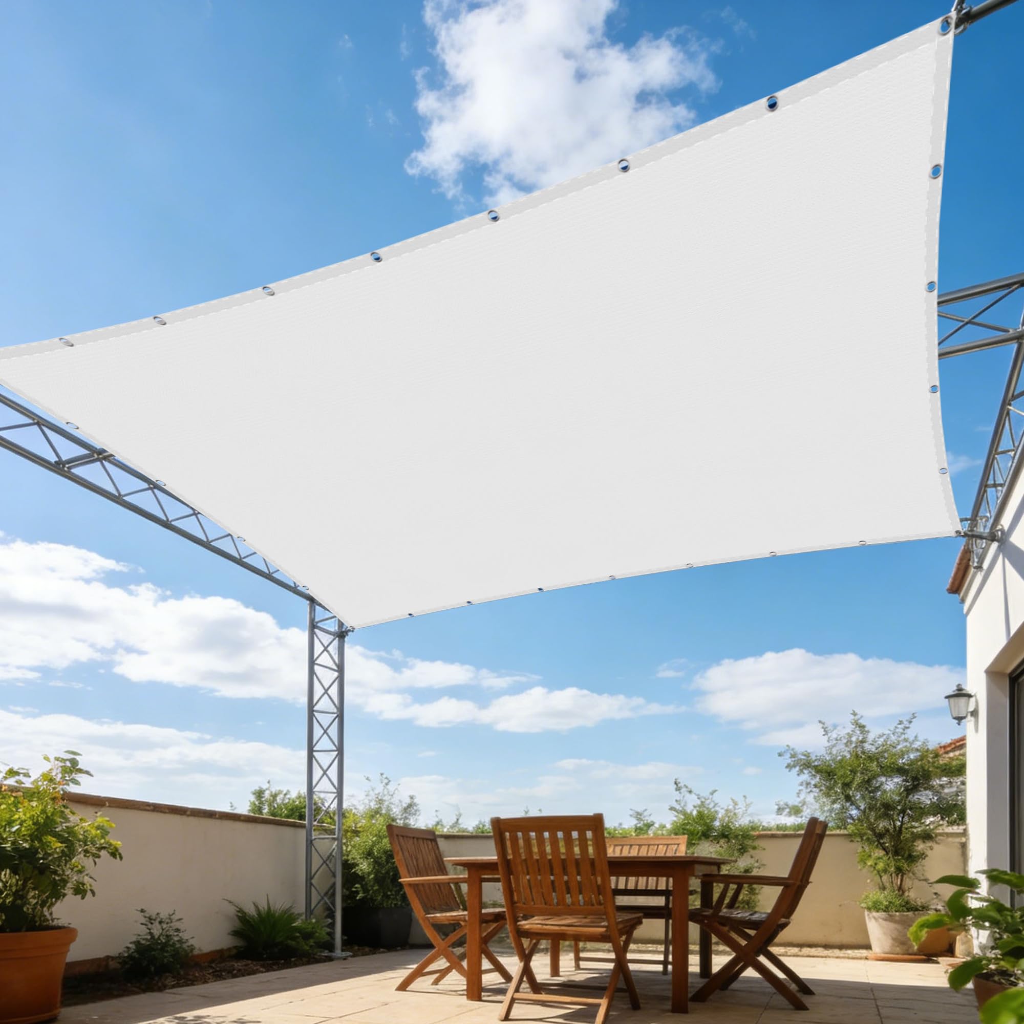 Filet dombrage 7.5 x 7.5 m blanc oeillets robustes pour ventiler le jardin