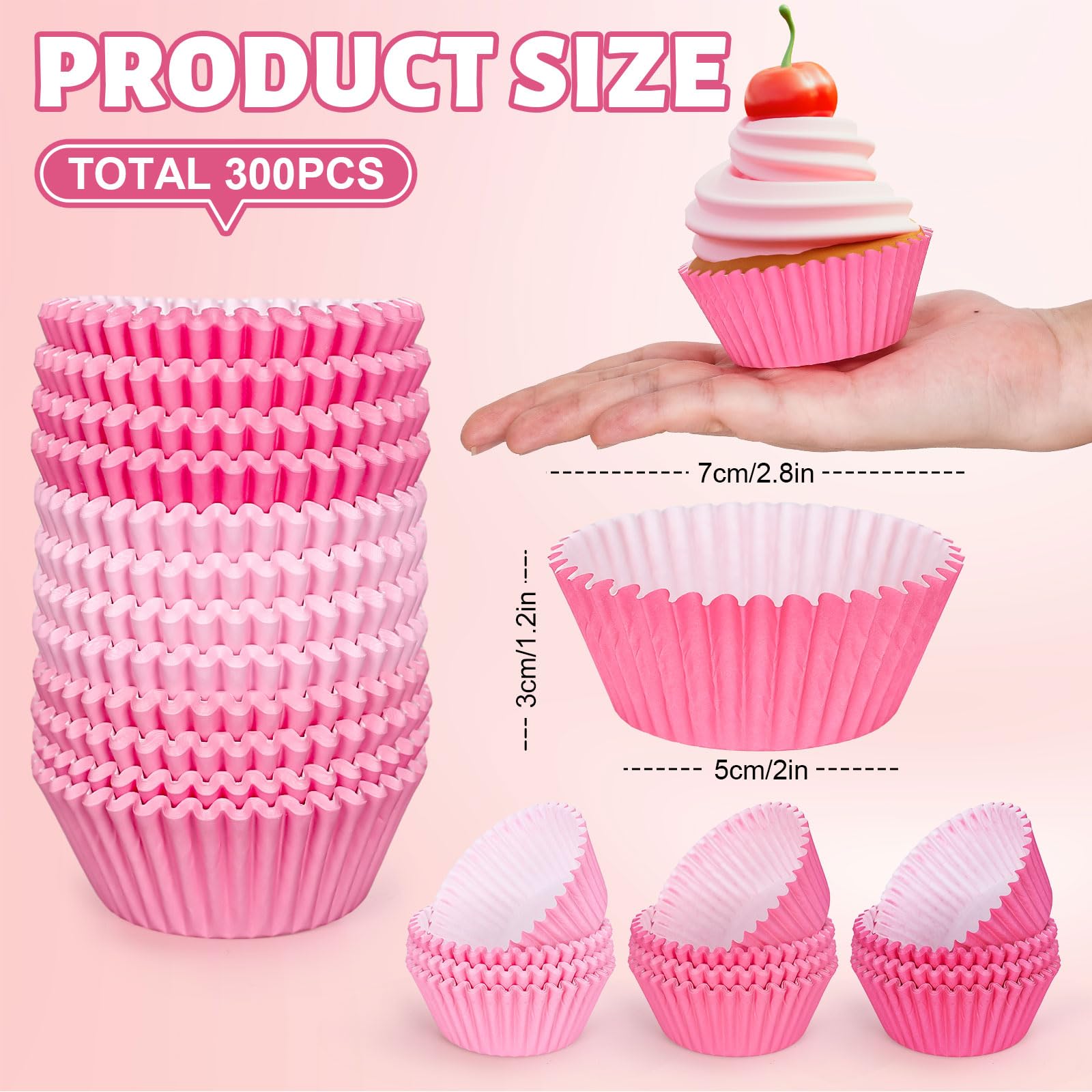 Whaline Cupcake-Förmchen Mit Smileys & Glitzer | 300 Stück Bunt | Papier-Backformen Für Muffins & Party