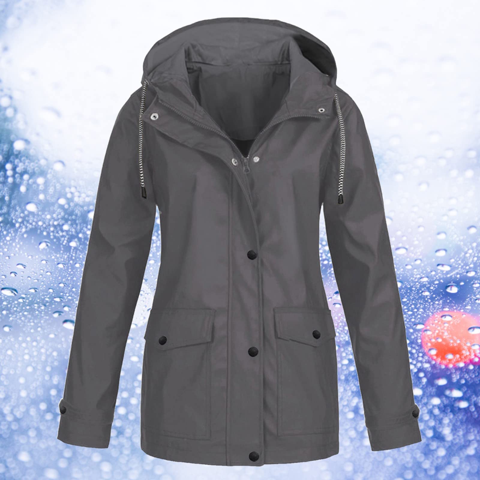 Chaqueta Impermeable A De Viento Con Bolsillos Capucha Color Sólido Para Mujer Otoño Invierno Calcetines Divertidos Parka Gabardina Senderismo Chaquetas Deportivas Ultraligera