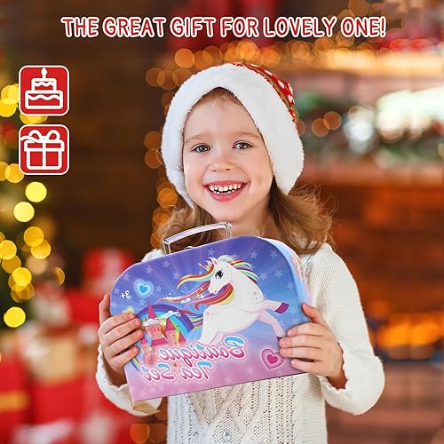 Miniatura 6 de Juego de té para niñas pequeñas, juego de tetera de lata de princesa con tetera, vasos, platos y estuche de transporte, ideas de regalos de