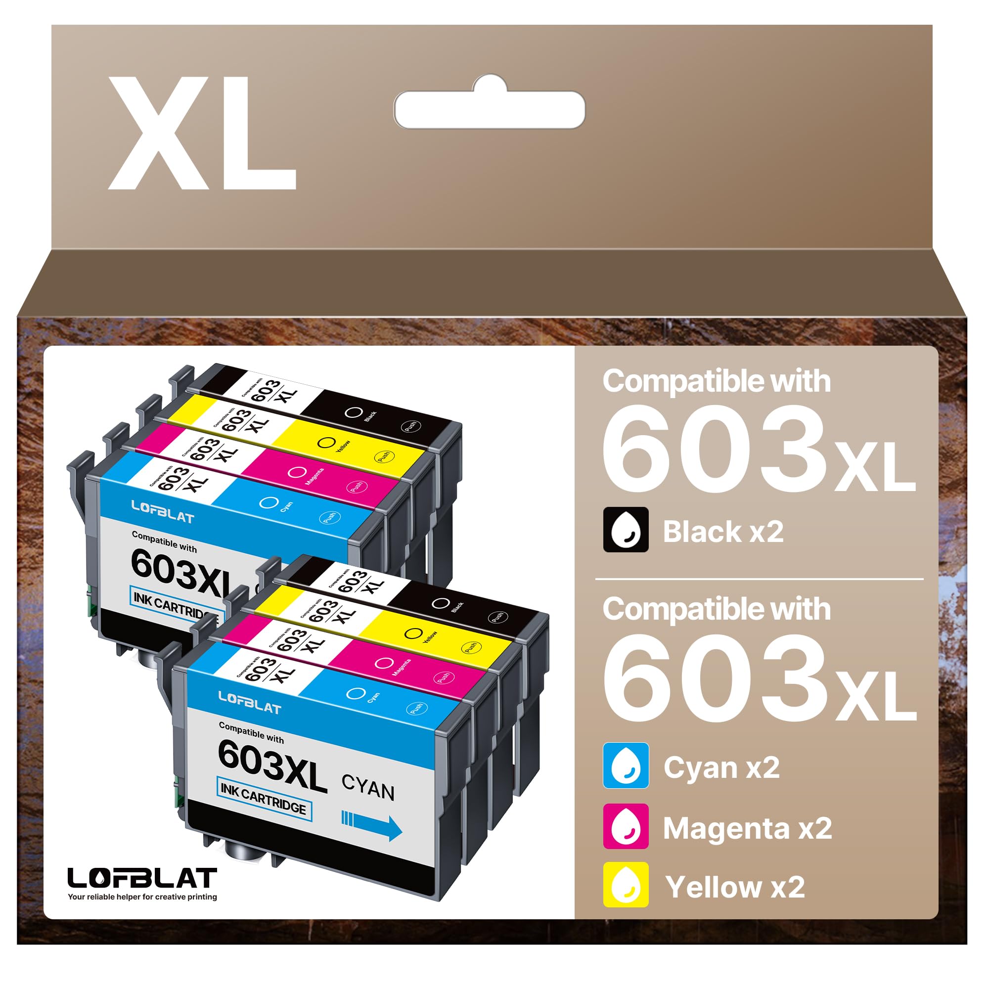 LOFBLAT 603XL Cartucce d'inchiostro per Epson 603 XL Multipack per Expression Home XP-2100 XP-2105 XP-3100 XP-2150 XP-4100 XP-2100 Workforce WF-2810 WF-2830 WF-2850 (Nero Ciano Magenta Giallo, 8-Pack)