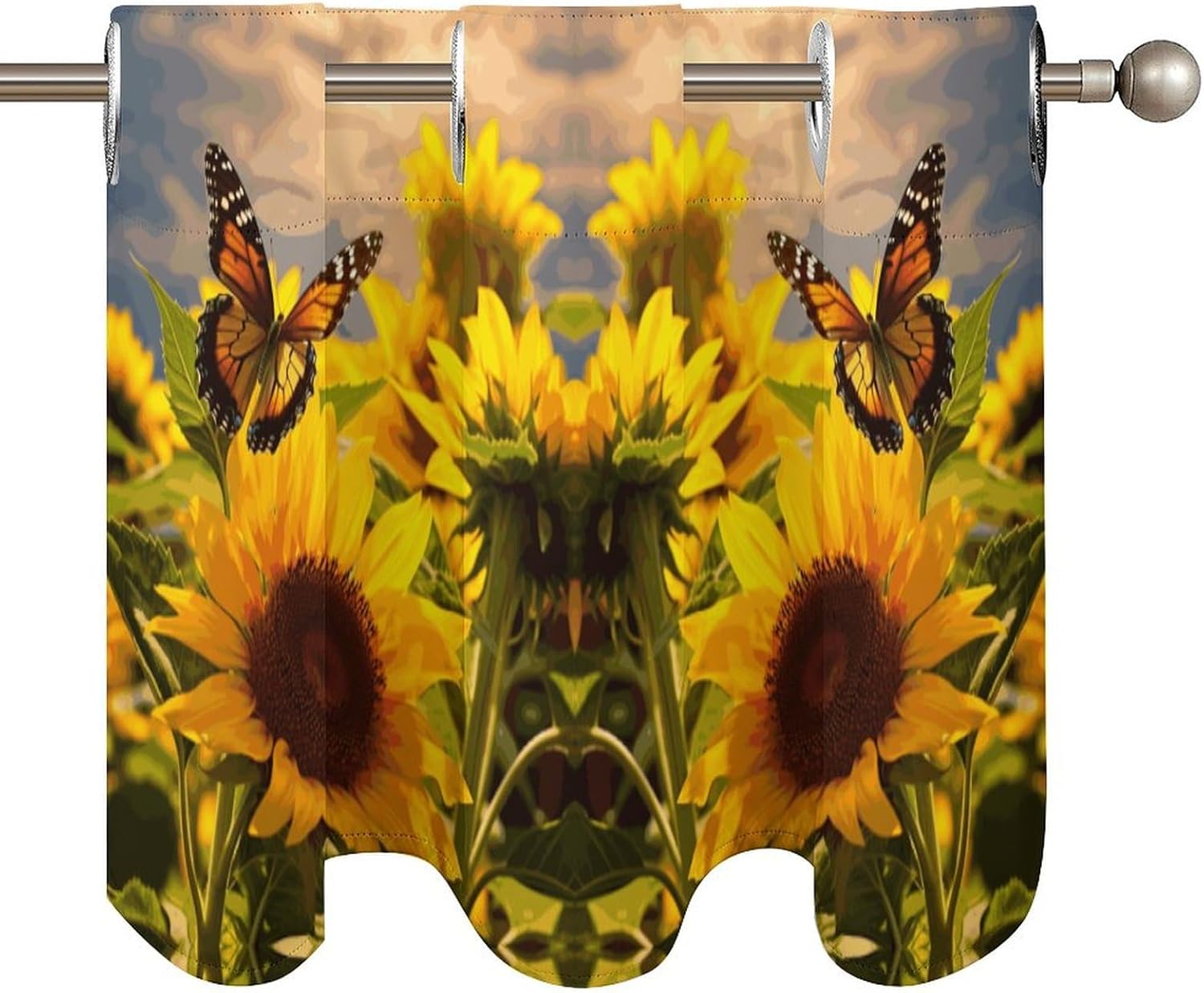 Small Window Curtains, Sunflower Butterfly Printed Mini Window Curtains Valance, Pocket Window Curtains are Suitable for Homes, Offices, Farmhouses, and Restaurants