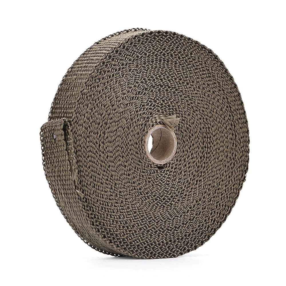 Benda Termica Per Scarico Marmitta 25MM 15M Titanio Tubo di Scarico Collettore Calore Nastro Avvolgente Con Fascette Bloccaggio Protezione Termica Roll Shield Accessori Auto