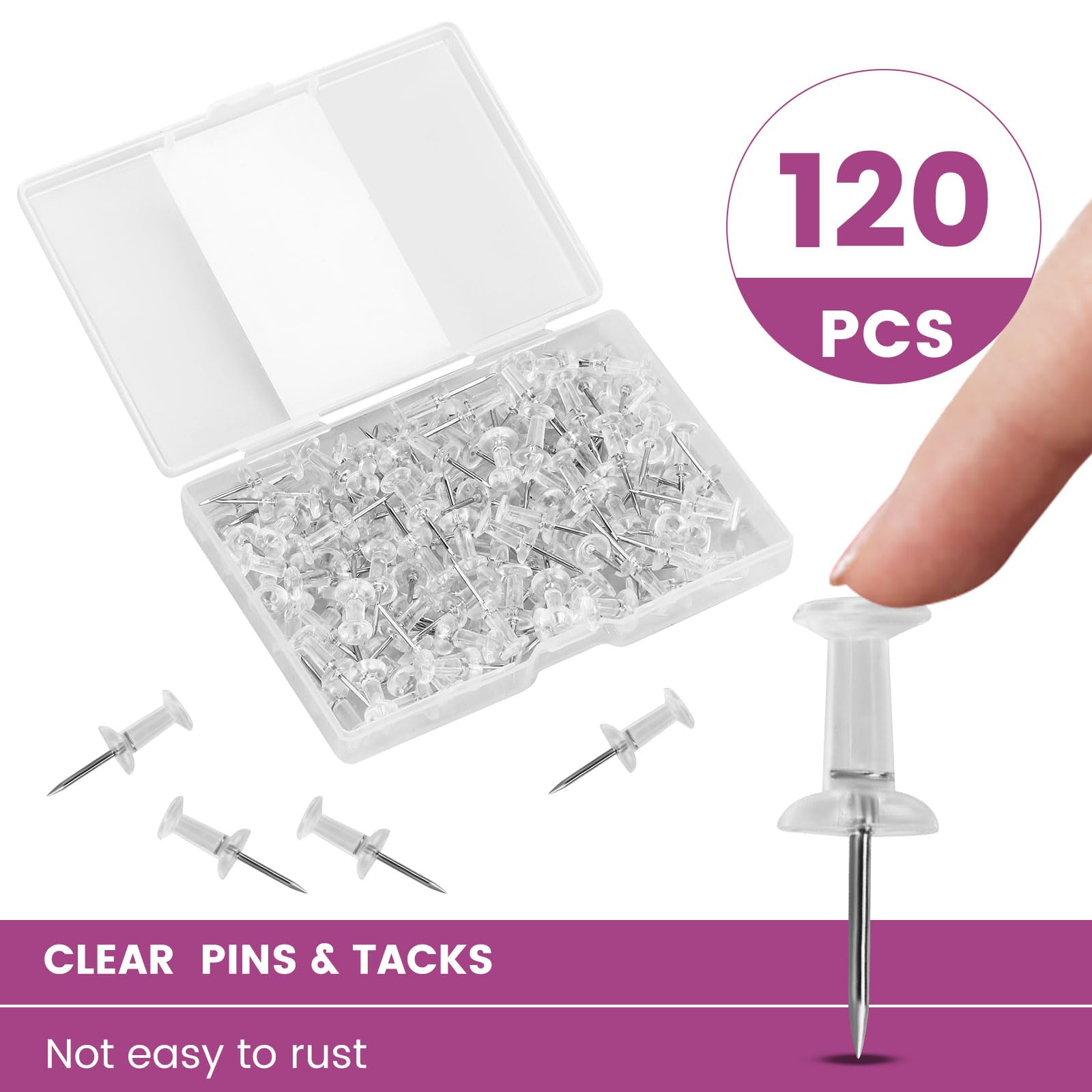 PATIKIL Empuje Pasador Ganchos, 100 Paquete Plástico Cabeza Pared 