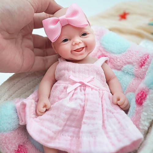 Miniatura 7 de Miaio Muñeca Reborn de silicona de 7 pulgadas mini muñecas realistas recién nacidas de silicona para aliviar el estrés para adultos hecha a mano con