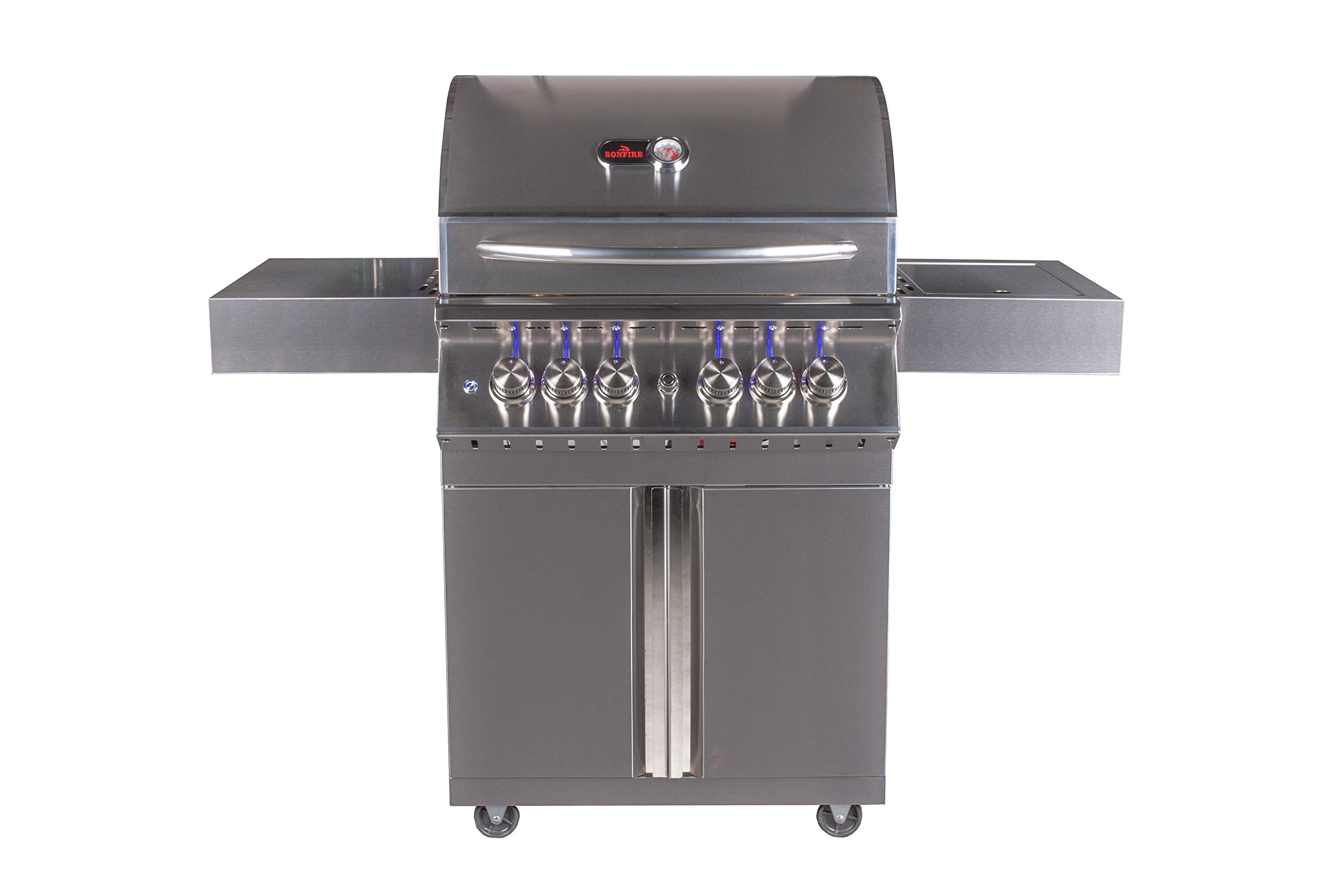 Bonfire 800 Series 28-Inch-4 Burners Propane Gas Grill On Cart With Cast Iron Side Burner, And Infrared Back Burner(800 Series)