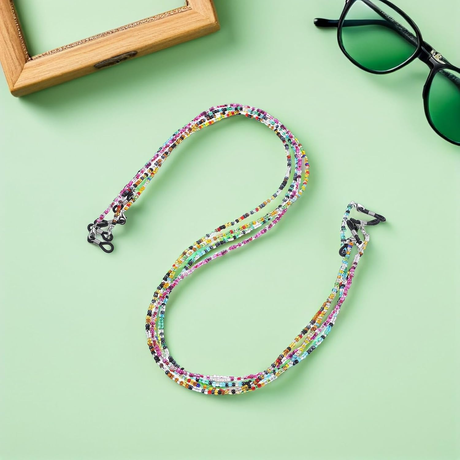 8pcs Beaded Eyeglass Chain Holder Spectacles Cord Eyeglass Strap for Men Women Eyewear Retainer Necklace for Glasses and Mask Safety Use