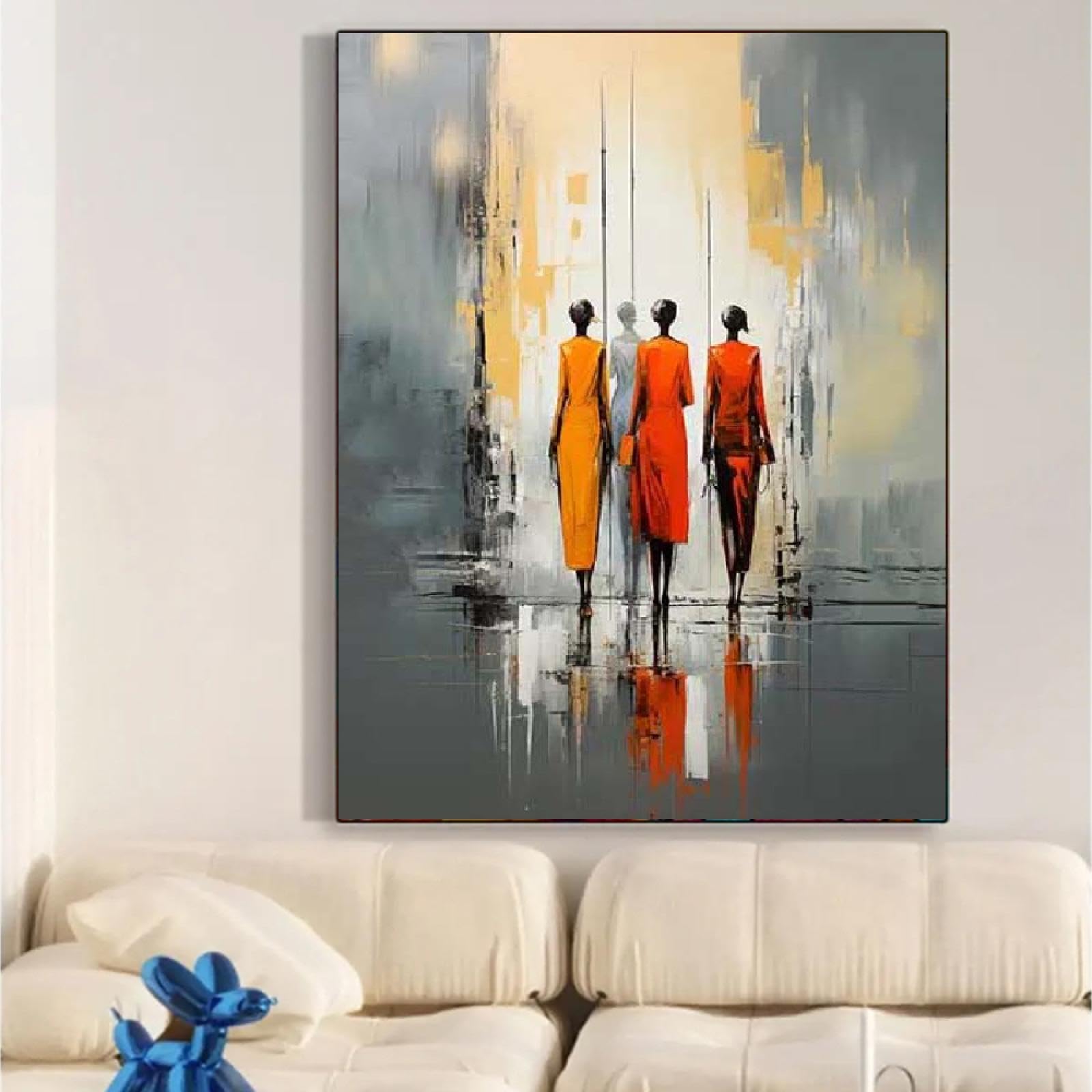 18meng Art Bilder Abstrakt Schwarze Person 200x100 cm Modern Leinwandbild Groß Wohnzimmer Schlafzimmer Büro Wandbilder Geometrie Kunstdruck Wanddeko Canvas Desing Bild auf Leinwand Ungerahmt