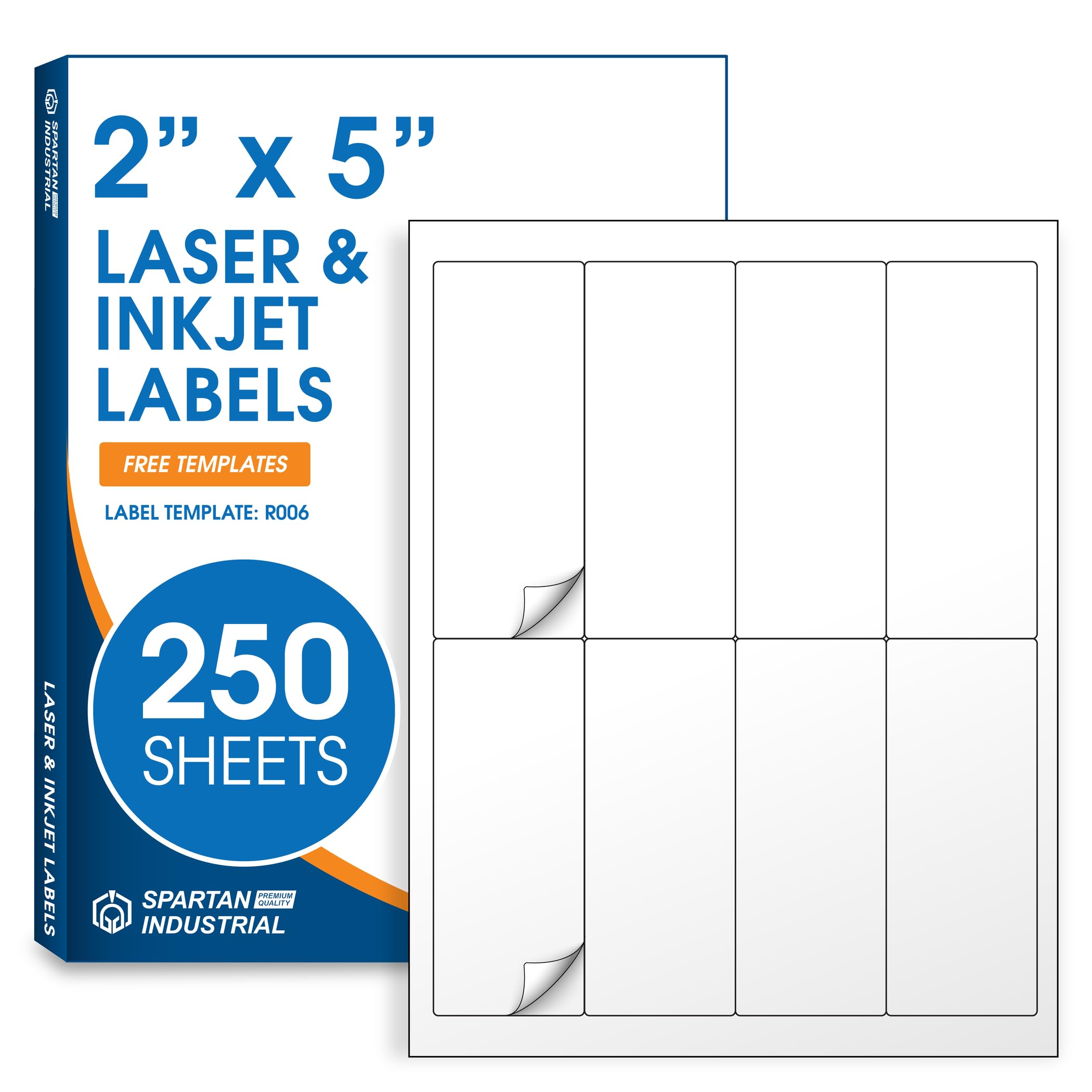 2" X 5" Matte White Printable Labels for Inkjet and Laser Printers - 250 Sheets, 2000 Total Custom Stickers for Name Tags, Address Labels, Shipping