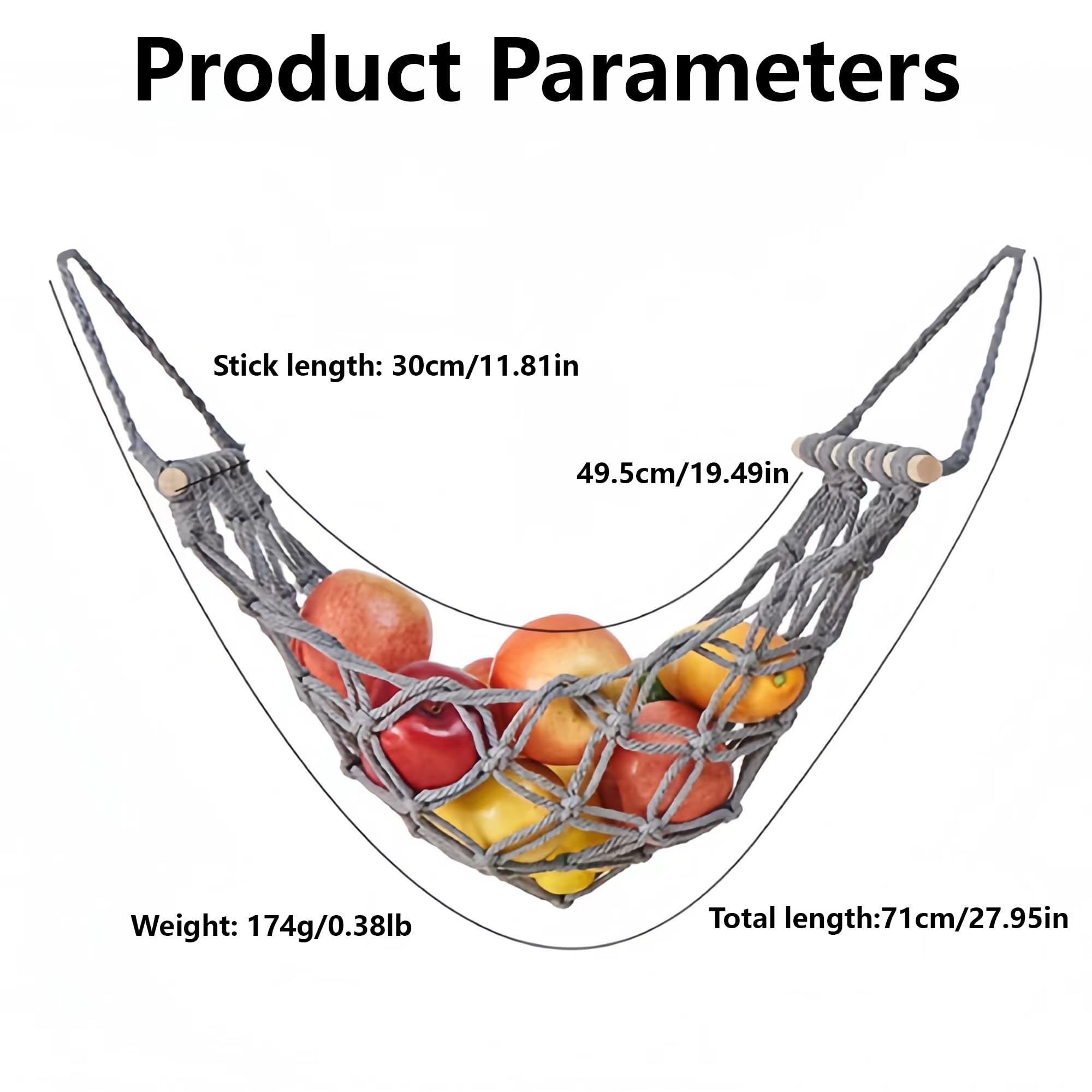 Fruits Hanging Storage Basket Hammock: Fruit Hammock, Hanging Fruit Basket, Hanging Vegetable Baskets for Kitchen Fruits Potato Organization, Decorative Storage Baskets