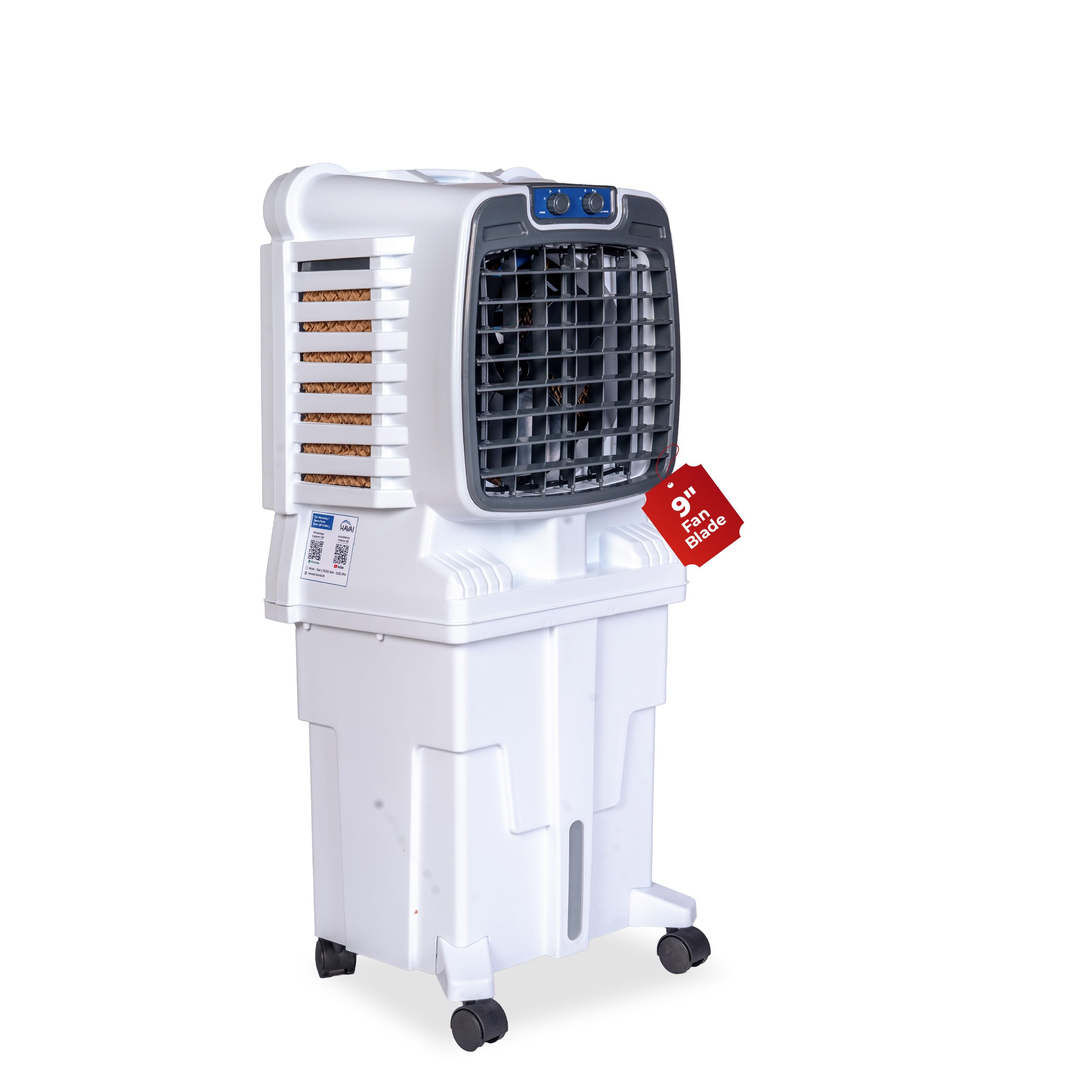 HAVAI Arizona 9 Personal Air Cooler | India’s First 9-Inch Blade Cooler | 2600 RPM | 2200 m³/hr Air Delivery | 5 Ft Air Throw | 25L Tank | Motorised Louvers | 120W | Ideal for 50 Sq Ft | White-image-23