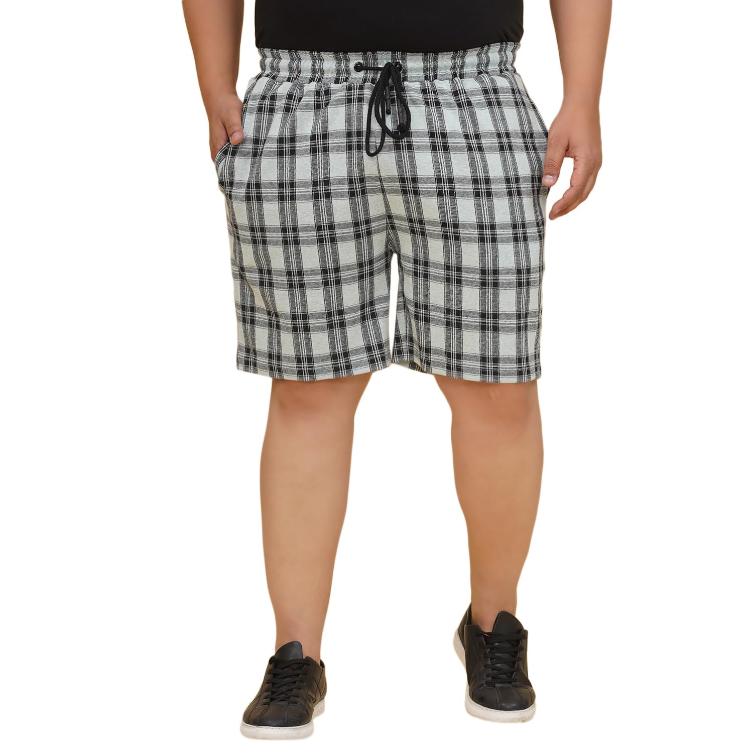 john pride Plus Size Men Regular Fit Mid-Rise Checked Sea Green Regular Shorts (JPSOK13040_Sea Green)-picture-35