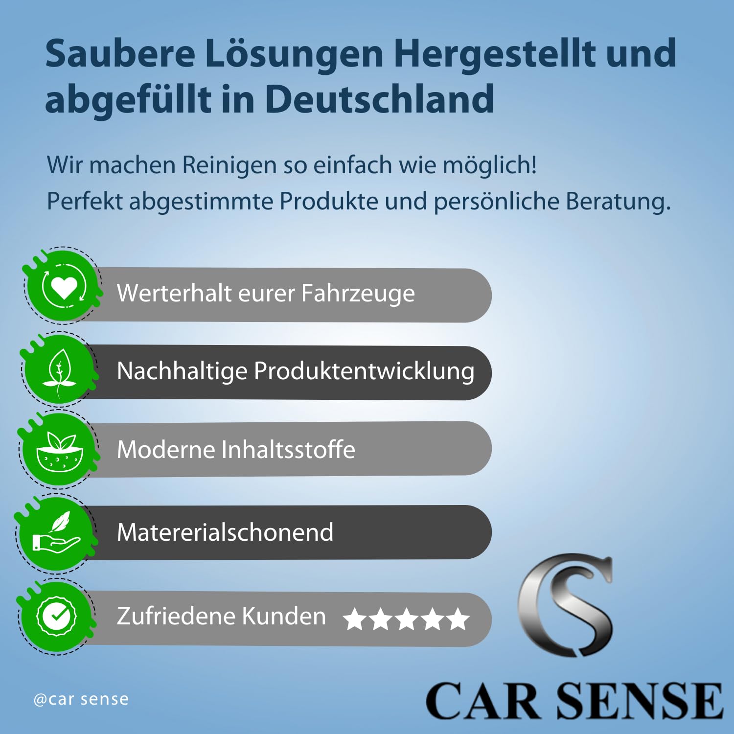 Car Sense Autoshampoo [2500ml] Blueberry, pH-neutral - Effektive Handwäsche für tagelangen Glanz - Autoreiniger, Autowaschmittel, Auto Waschen, Car Wash