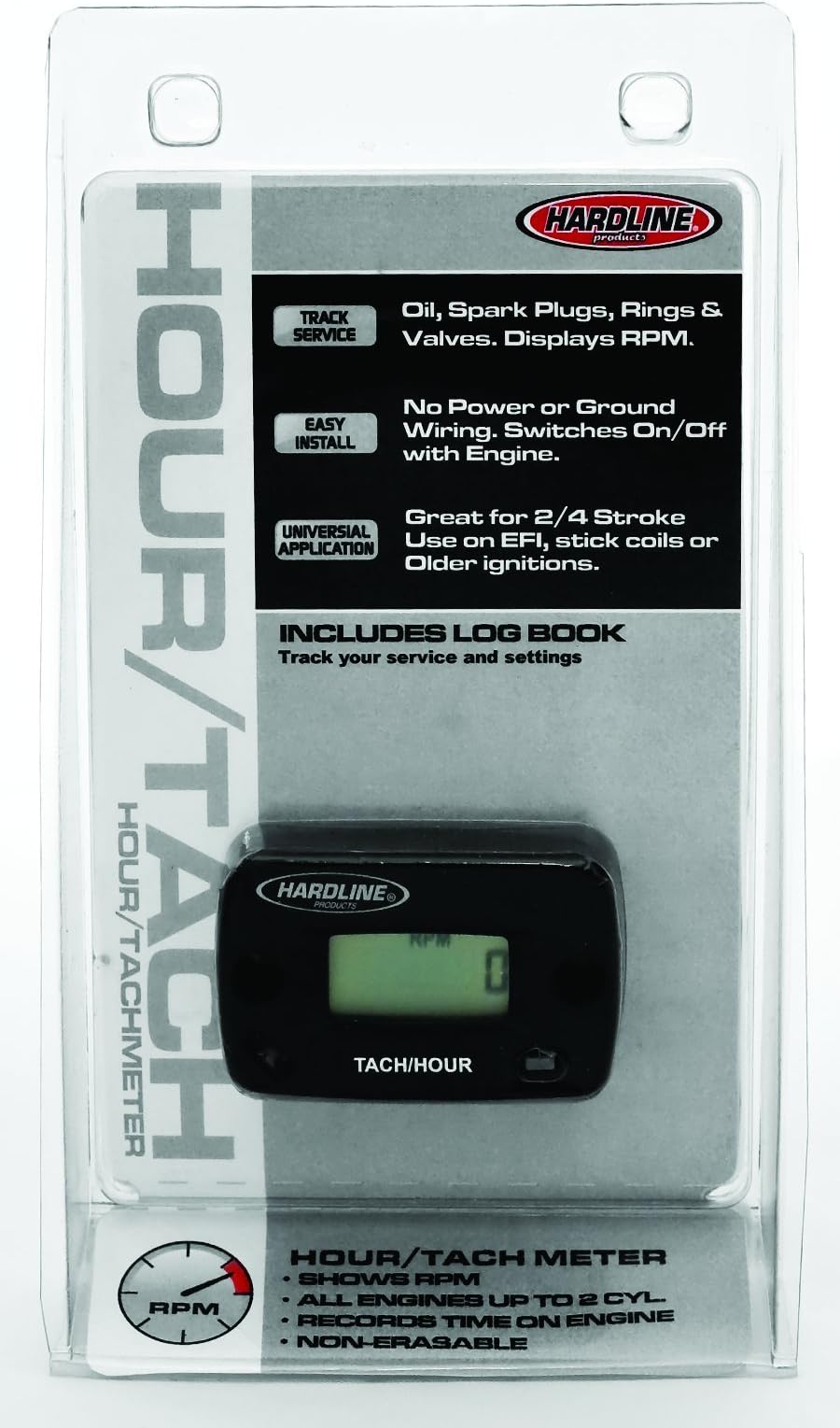 USA HR-8061-2 Inductive Hour Meter & Tachometer - Waterproof RPM Gauge for 1-2 Cylinder Gas Engines - Fits Dirt Bikes, ATVs, Outboards & Generators - HR-8061-2
