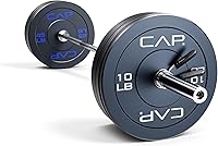 CAP Barbell Olympic Weight Set with 7ft Chrome Barbell & Rubber Bumper Plates 160-370 lbs Home Gym