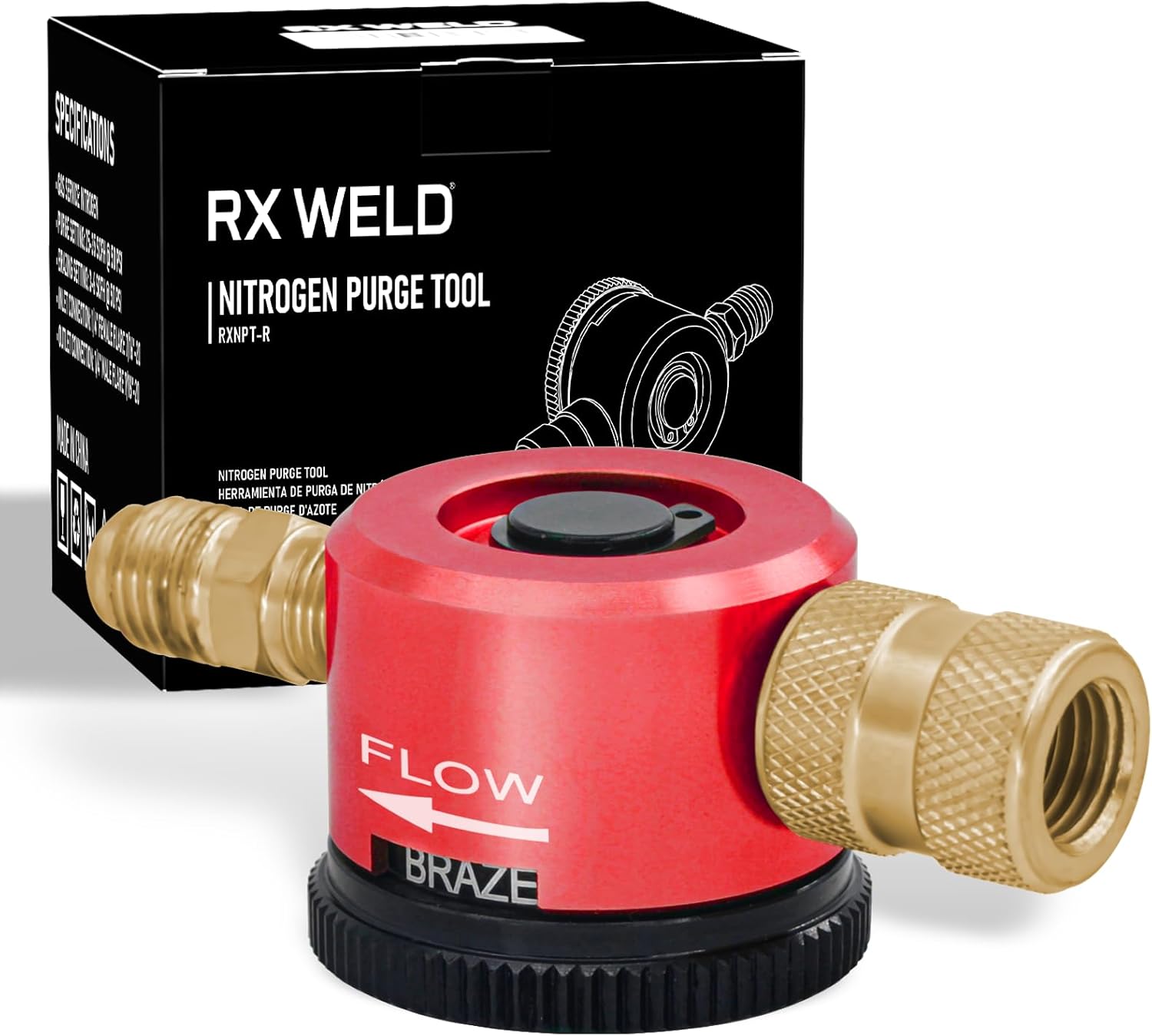 RX WELD Nitrogen Purge Tool, Hvac Nitrogen Regulator Durable Brass, Red