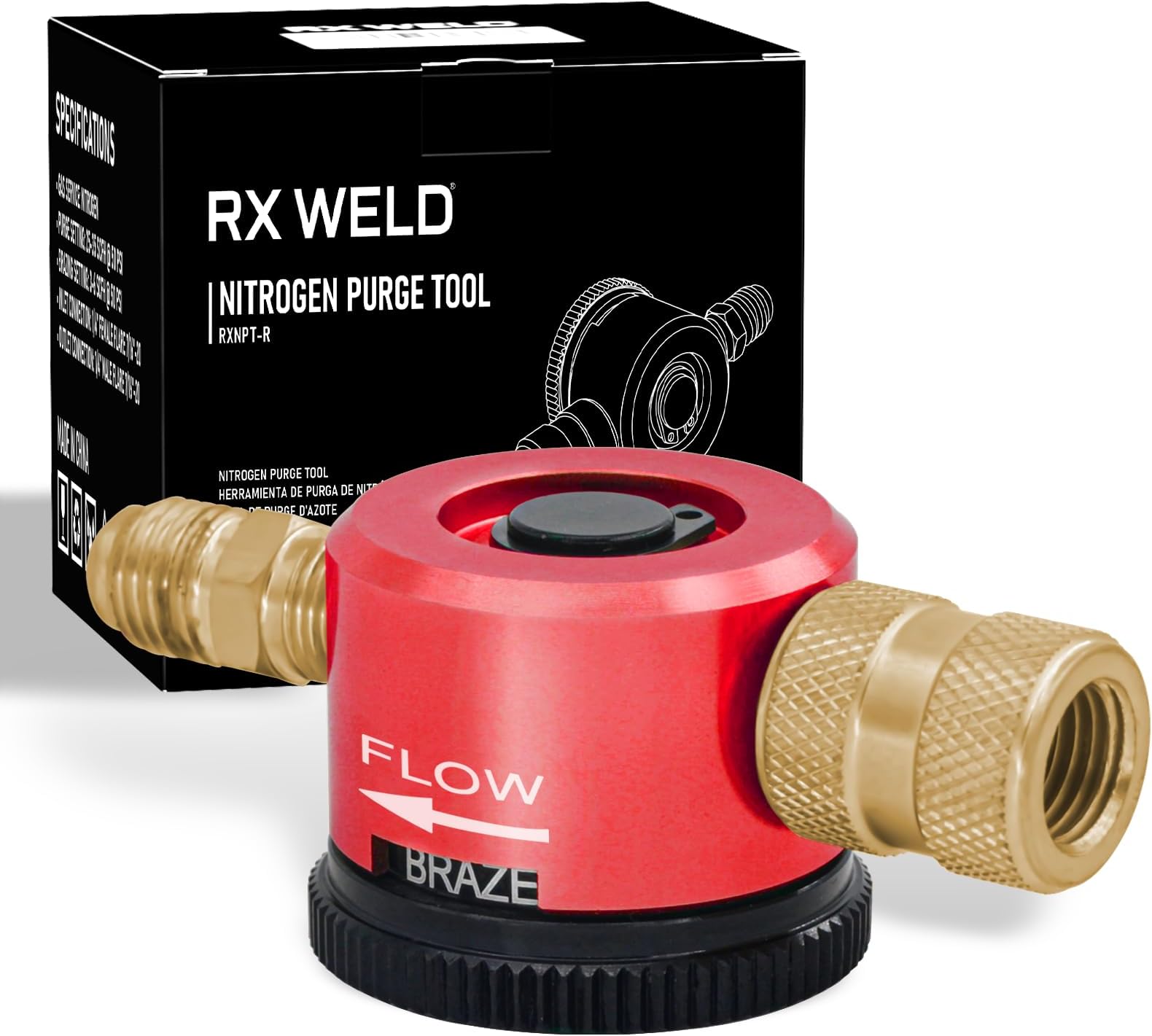 RX WELD Nitrogen Purge Tool, Hvac Nitrogen Regulator Durable Brass, Red