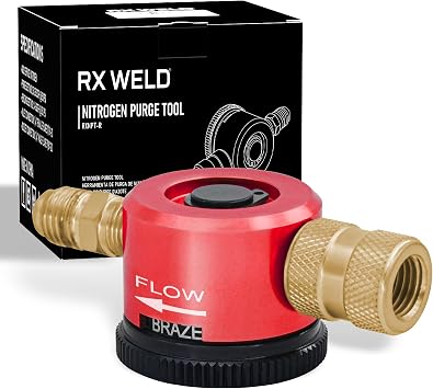 RX WELD Nitrogen Purge Tool, Hvac Nitrogen Regulator Durable Brass, Red