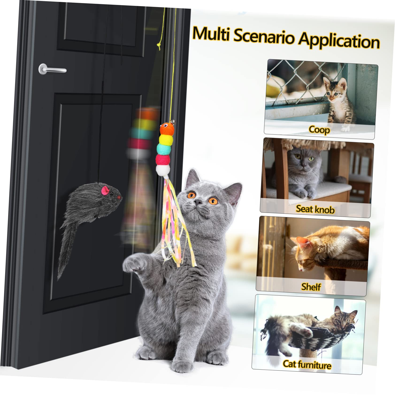 FRCOLOR 24pièces Jouets Suspendus pour Chats Interactif avec Clochettes Teasers Forme De Chenille Souris Et Étoile De Mer Jouets De Porte pour Chats Amusants