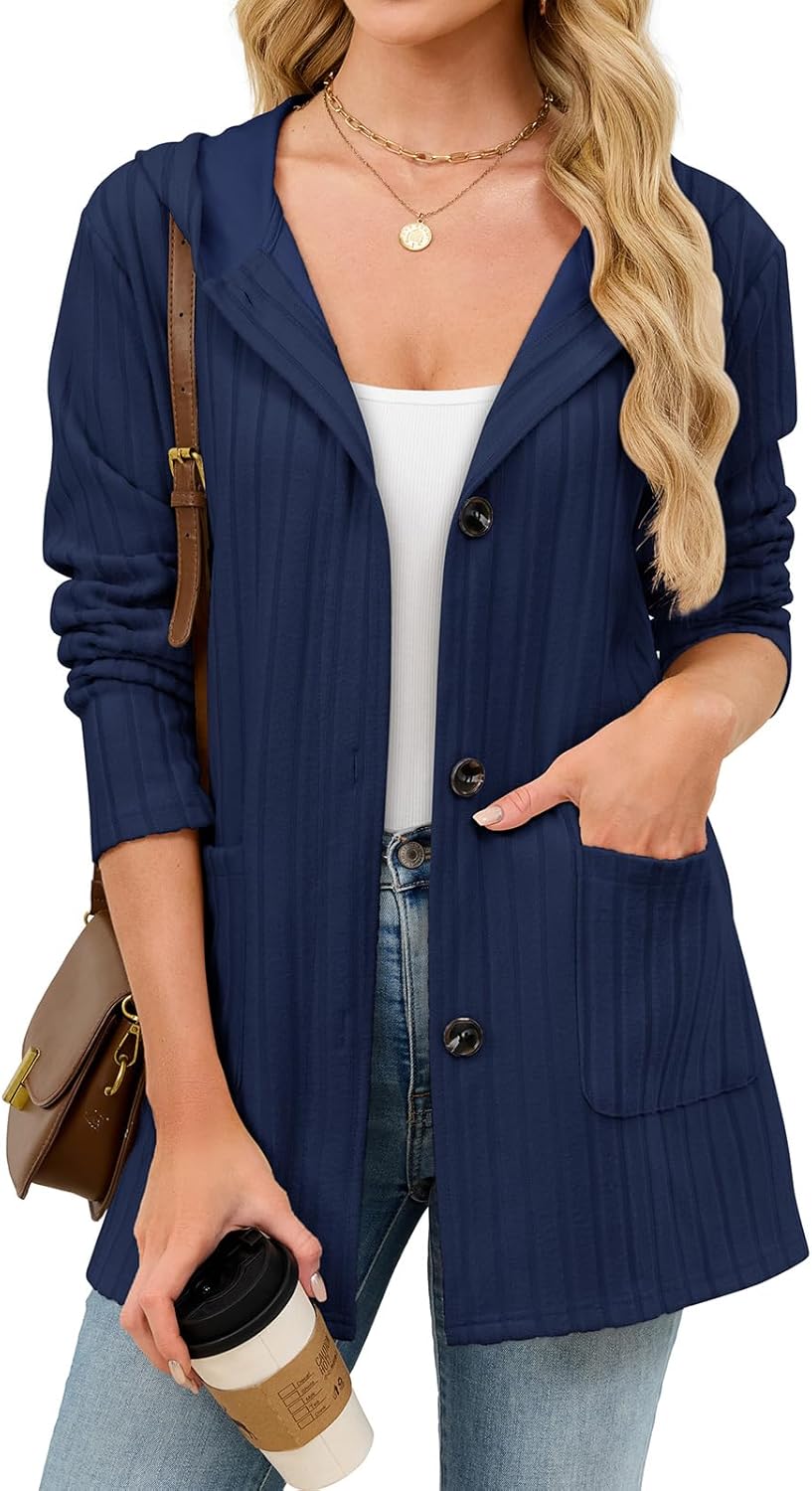 Viracy Cardigan Sweaters for Women Hoodies Long Sleeve Button Down Open Front Business Casual Outfits with Pockets