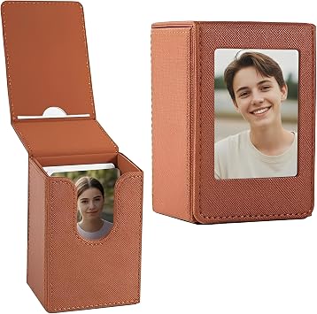 Picture Holder Storage Case Compatible with Fujifilm Instax Mini EVO Mini Liplay 12 11 SE 41 40 99 90 9 8 7S Camera Films, 2x3 Inches Hold 50 Instant Films Photos Pouch Protection Box Brown