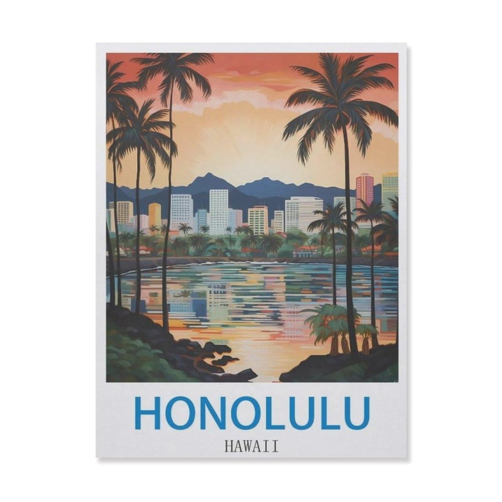 Honolulu Hawaii，Vintage Metal Sign Kitchen Bathroom Office Bar Coffee Garage Cave Home Living Wall Decor(30x40cm）12x16 inch-EF38