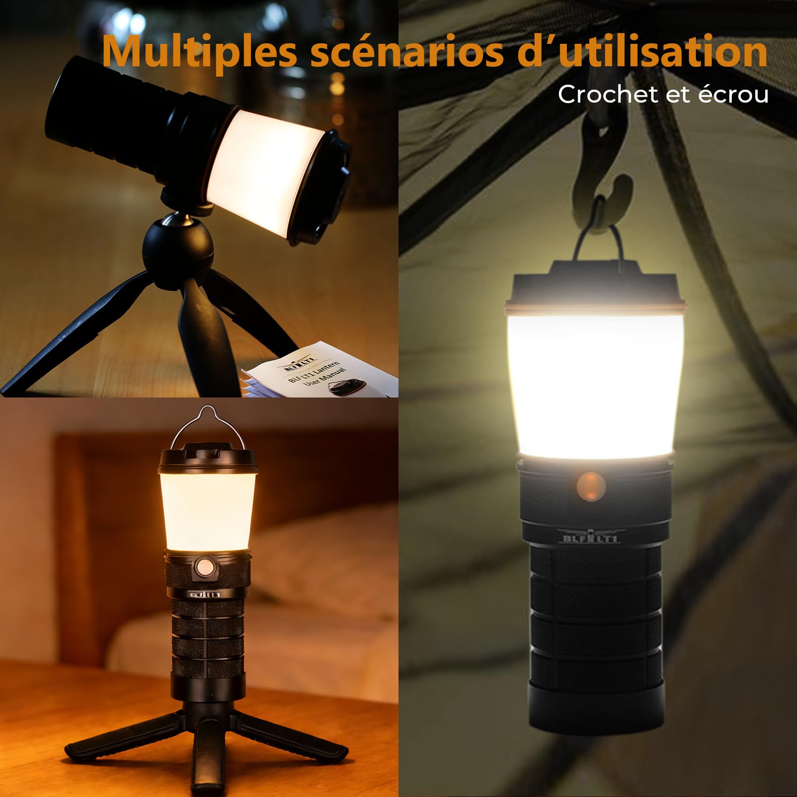Sofirn LT1 Lampe Camping Rechargeable, Lanterne Exterieur,700 LM, 2700K–5000K, 90 CRI,12000 mAh, IPX7, USB-C, Lanterne Adaptée aux Coupures de Courant, aux Voyages et aux Situations d’Urgence
