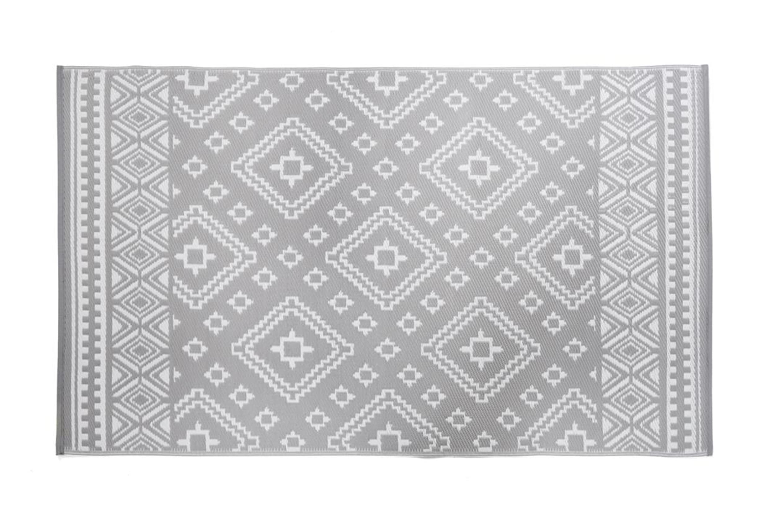 AAMEN 120x180cm Outdoor Garden Rug, Non-Slip & Washable, Waterproof Patio Picnic Mat, Plastic Patio Mats for Living Room & Hallway Runner, Reversible Decking Rugs, Lightweight Runner Rug, (Grey)