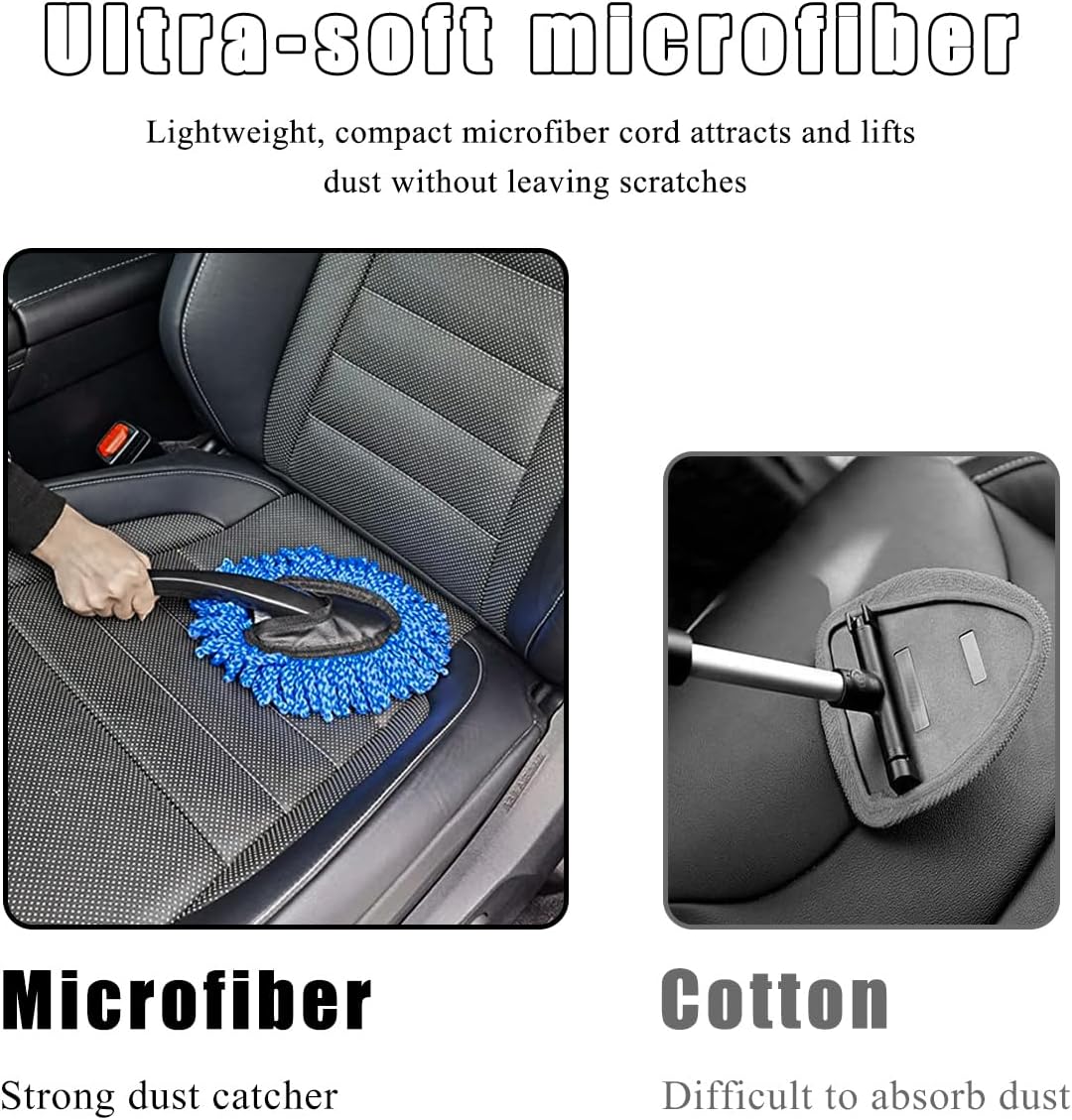 KVAEY 2 PCS Car Dash Duster Brush, Super Soft Microfiber Multi-Functional Car Cleaning Brush, Scratch Free Dash Dusting Tool with a Anti-Skid Handle for Vehicle Home Kitchen Cleaning (Gray+Blue)