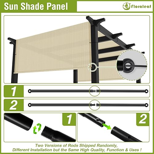 Miniatura 4 de FLORALEAF Toldo de repuesto universal para pérgola de 8 x 16 pies, para patio al aire libre, porche, patio trasero, glorieta con ojales y varillas