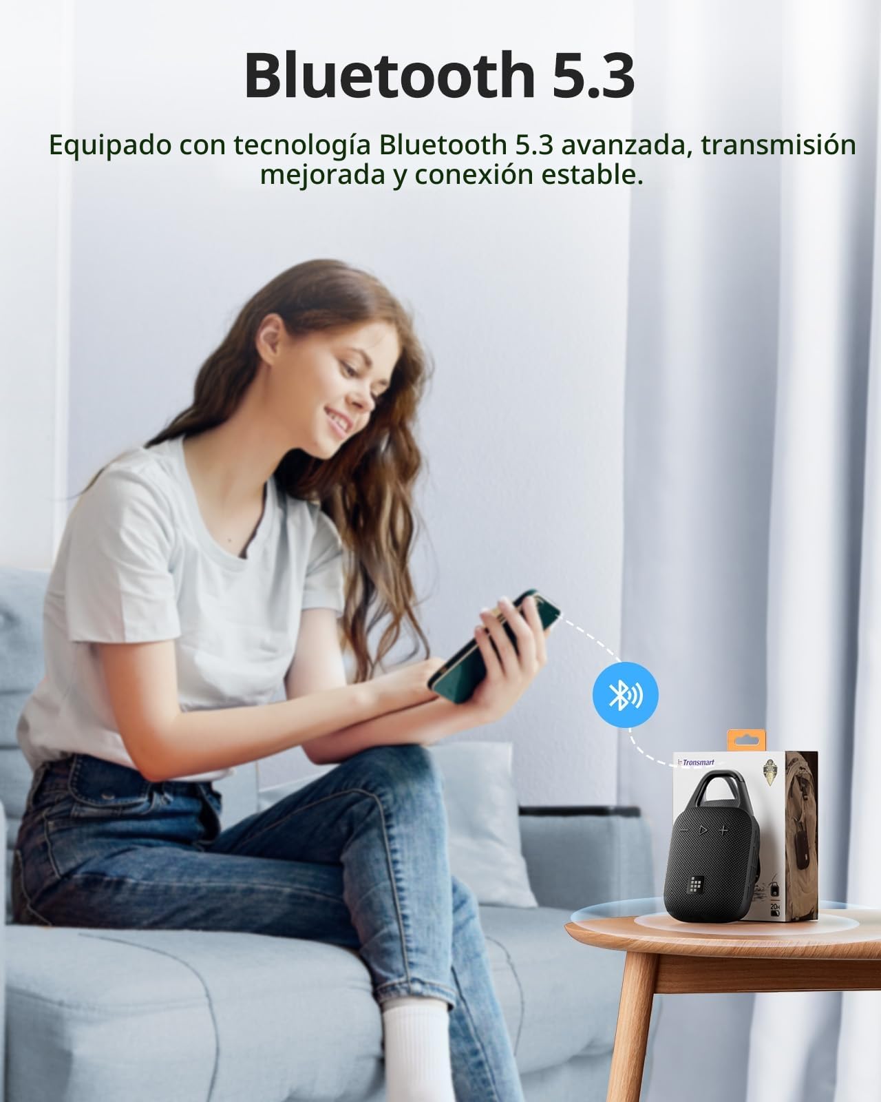 Tronsmart Mirtune H1 Altavoz Portatil Bluetooth 5.3, Resistente al Agua IPX7, 20 Horas de Reproducción, Sonido Fuerte y Graves Fuertes, Customize EQ, para Ciclismo, Escalada, Viajes - Negro