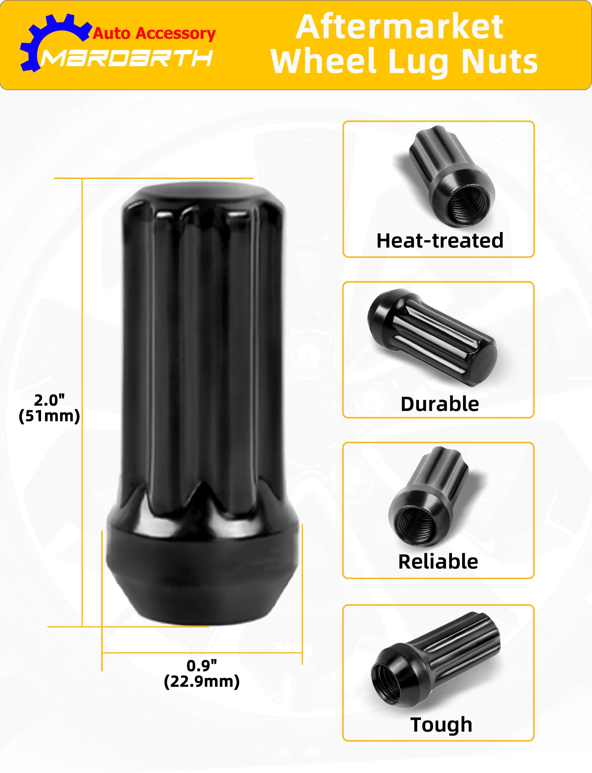 Set di 32 dadi scanalati 9/16-18 con bussola, compatibili con Dodge 1994-2011 Ram 2500 3500