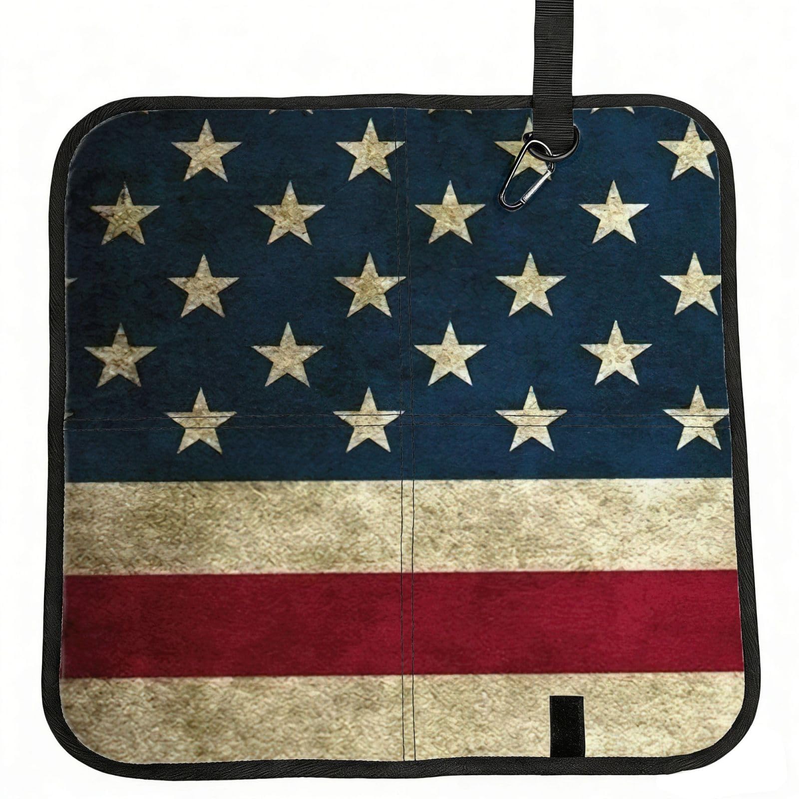 SDEGTHO American Flag Printed Foldable Seat Pad with Closure, Lightweight Cushion for Airplane Travel Camping