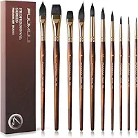 Fuumuui Pincéis de aquarela profissionais, conjunto de pincéis de aquarela de cabelo de esquilo sintético Fuumuui para artistas – liso, redondo, punhal, língua de gato, lavagem oval para pintura de