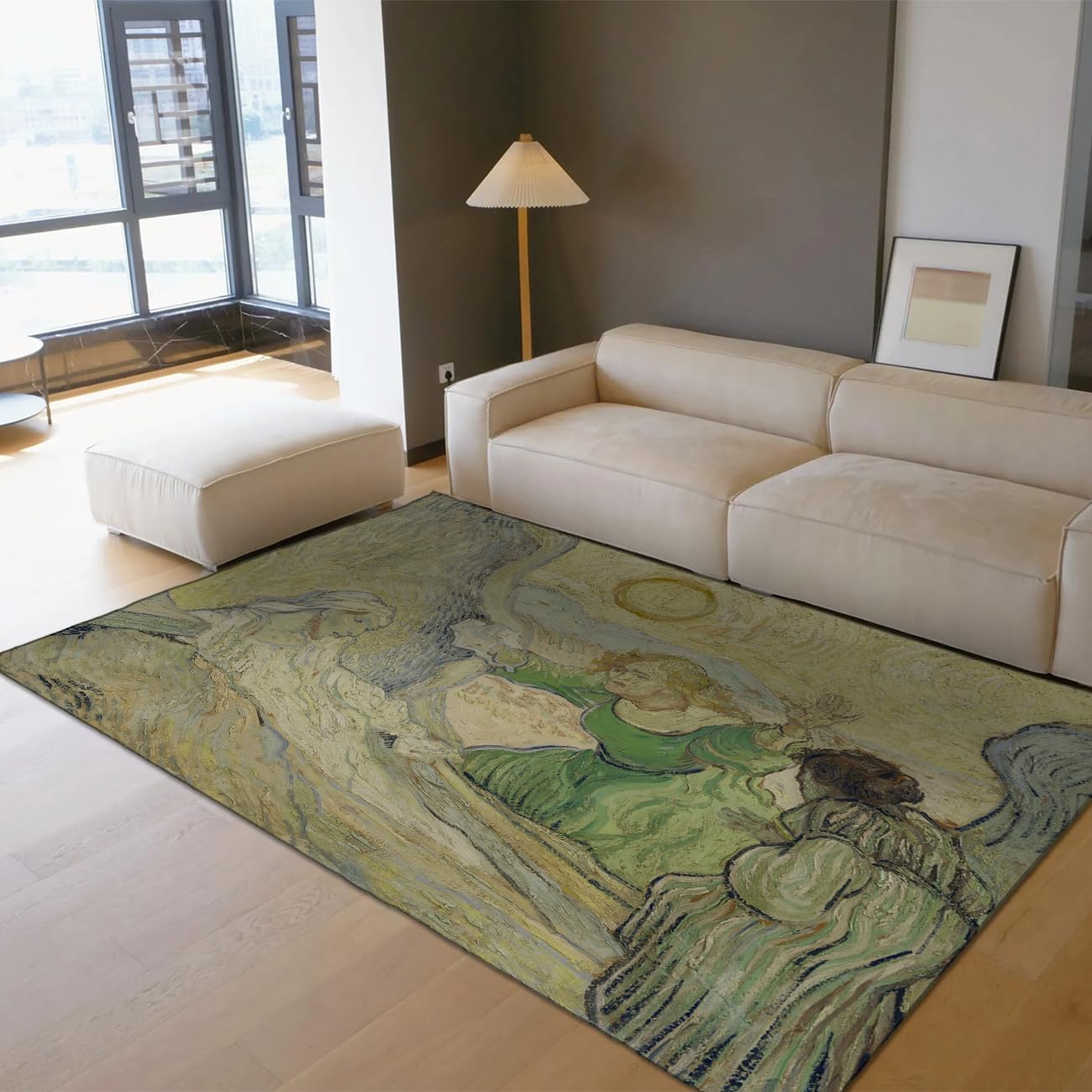 Tapis de salon impressionnisme 120x150 lavable et pliant doux