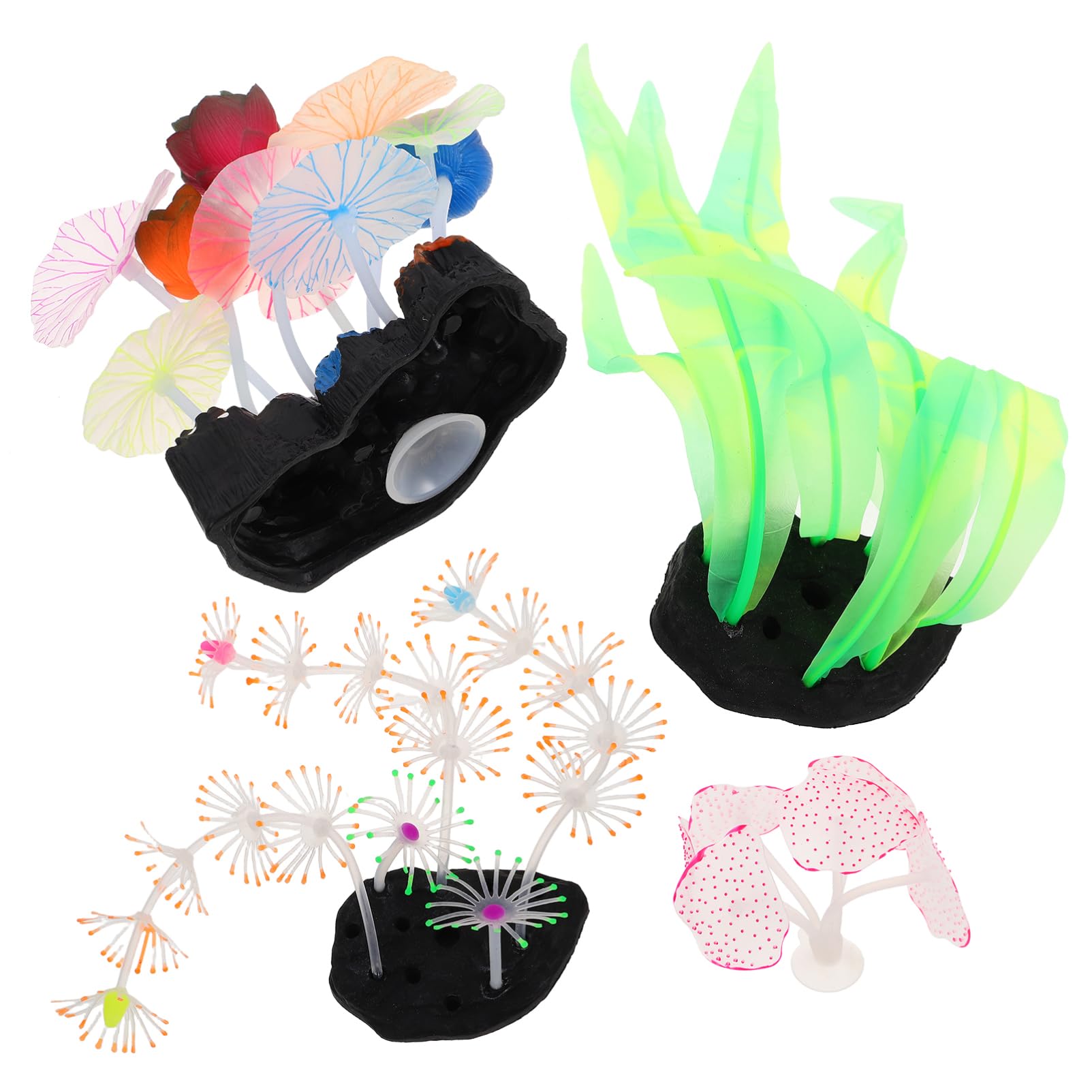 YARNOW 2 Juegos Decoración De Pecera Artificial Decoración del Acuario De Pescado Plantas De Agua Verde Artificial Decoraciones De Pecera De Plástico Coral Falso El Plastico 4 Uds * 2