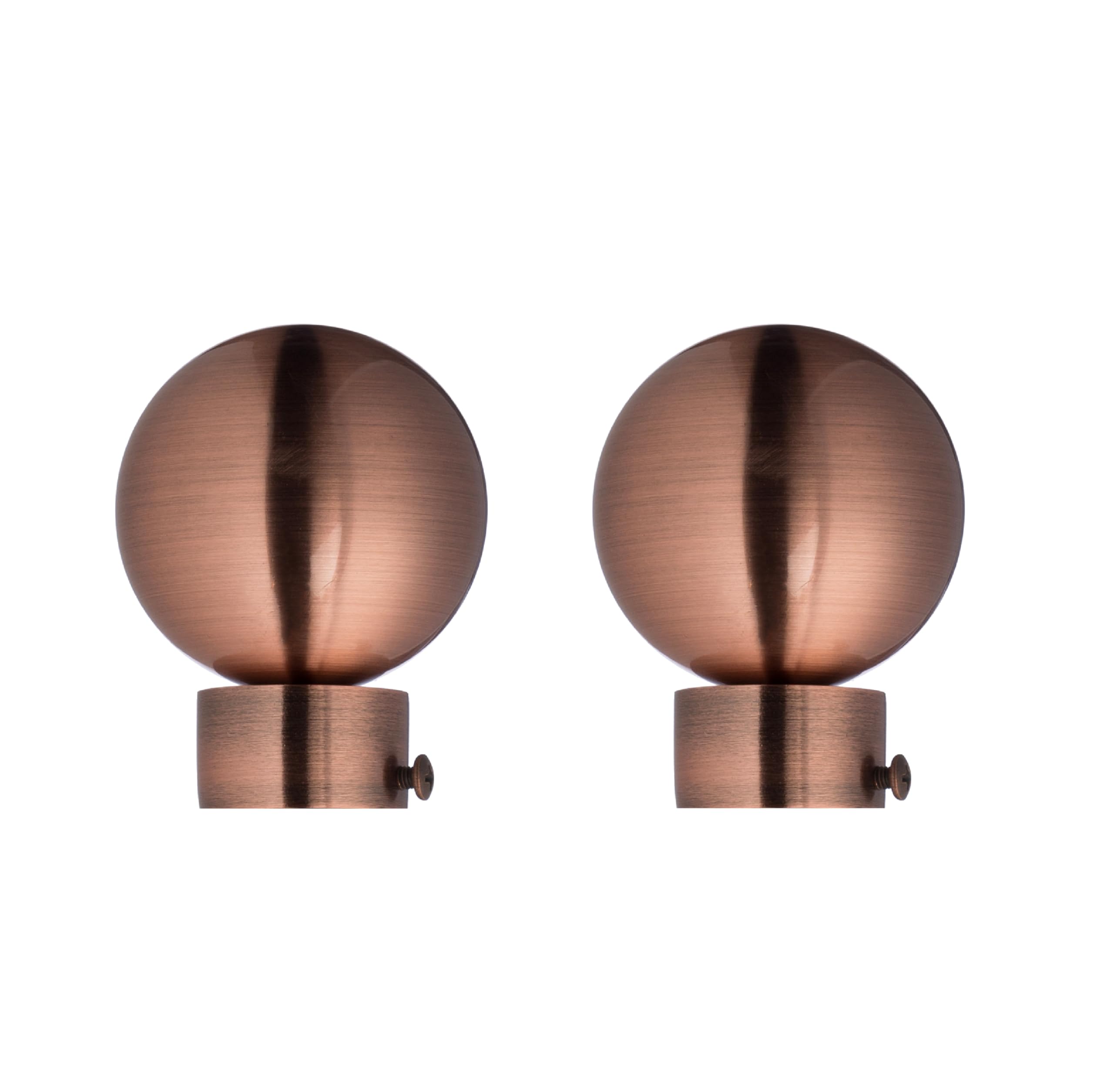 Lister Cartwright 28mm Curtain Pole Ends Finials Pack of 2 Adjustable Screws Antique Copper (Ball Finials)