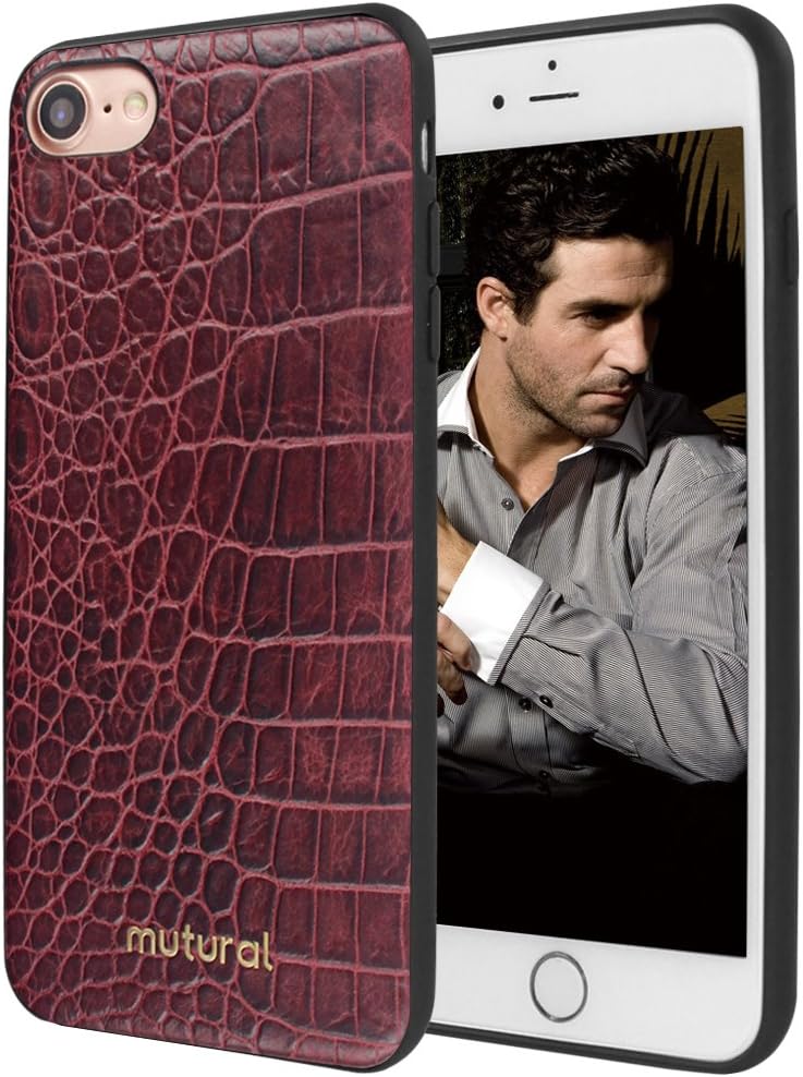MUTURAL Case for iPhone 7/8, Luxury Crocodile on Cover for iPhone7/8 Leather Cases With One Hand Preventing from Dropping, Falling(Dark Purple)
