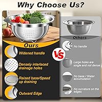 Vista 2 de Colander, Stainless Steel Colander for Kitchen, 3Pcs Kitchen Gadget Food Strainer Basket with Handle, Kitchen Strainer Colanders Bowl for Pasta